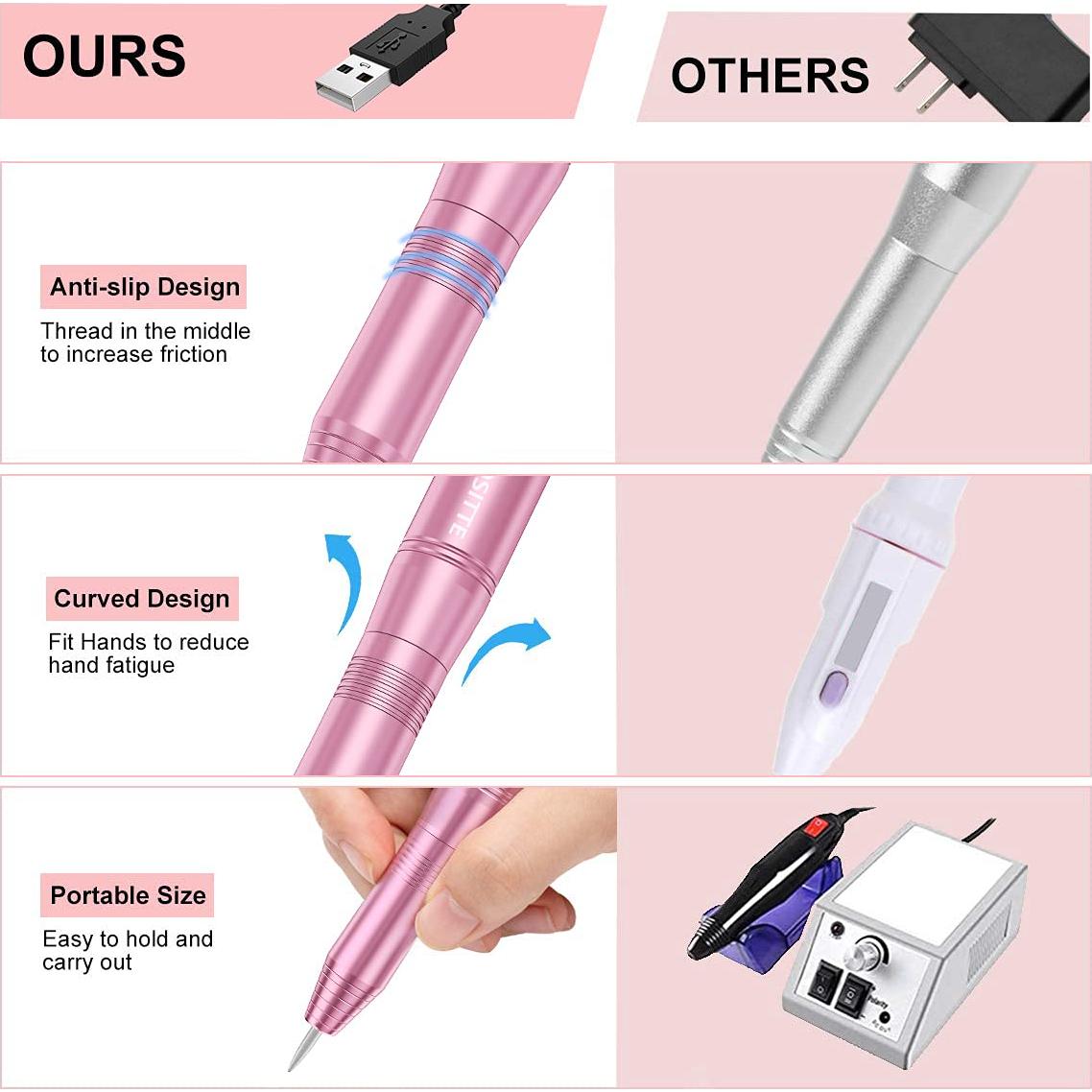 Taladro de Uñas Eléctrico COSITTE Rosa 20000rpm USB