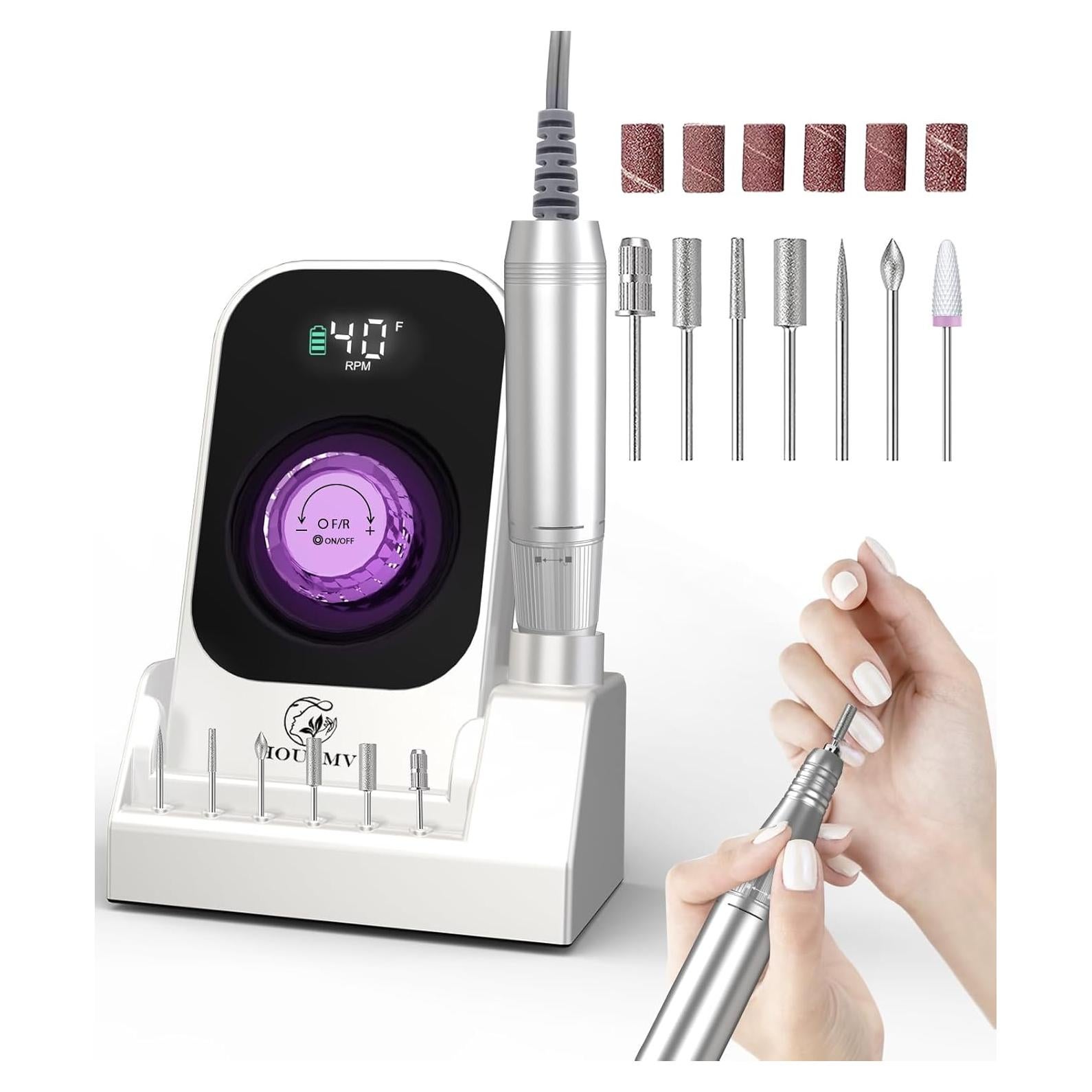 Taladro de Uñas Eléctrico HOUSMV Blanco 40000RPM Recargable