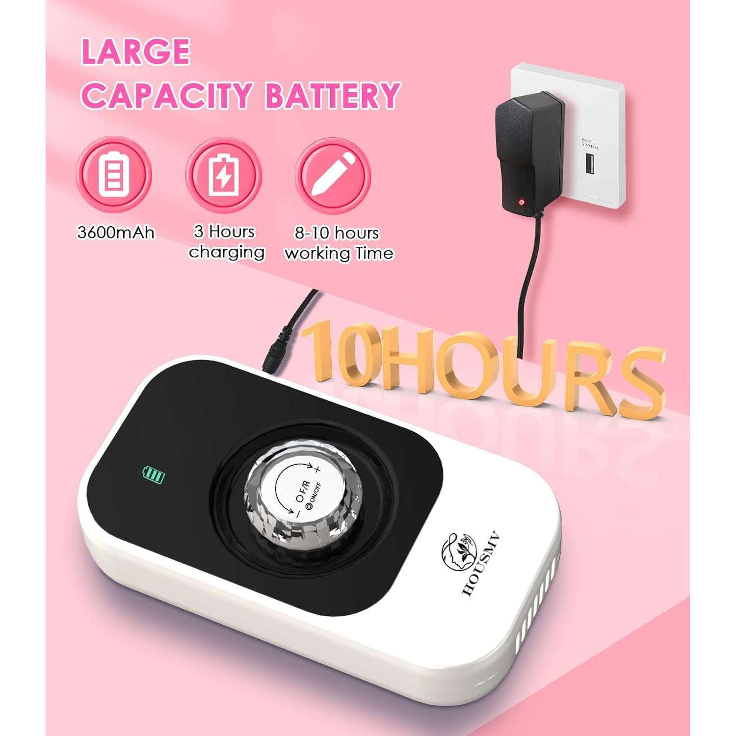 Taladro de Uñas Eléctrico HOUSMV Blanco 40000RPM Recargable