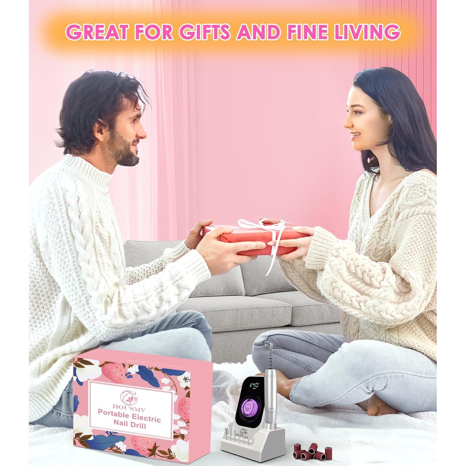 Taladro de Uñas Eléctrico HOUSMV Blanco 40000RPM Recargable