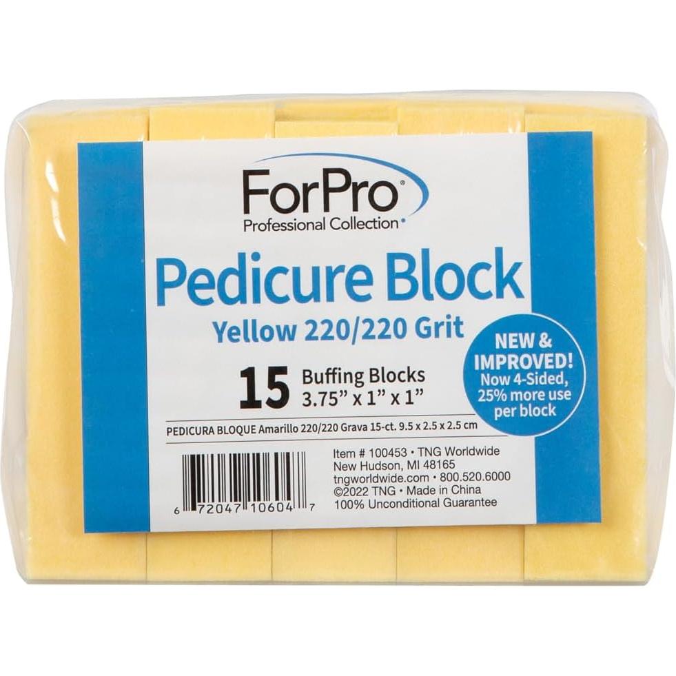 Bloque de Pedicura ForPro Amarillo 220/220 Grano 15 Cuentas