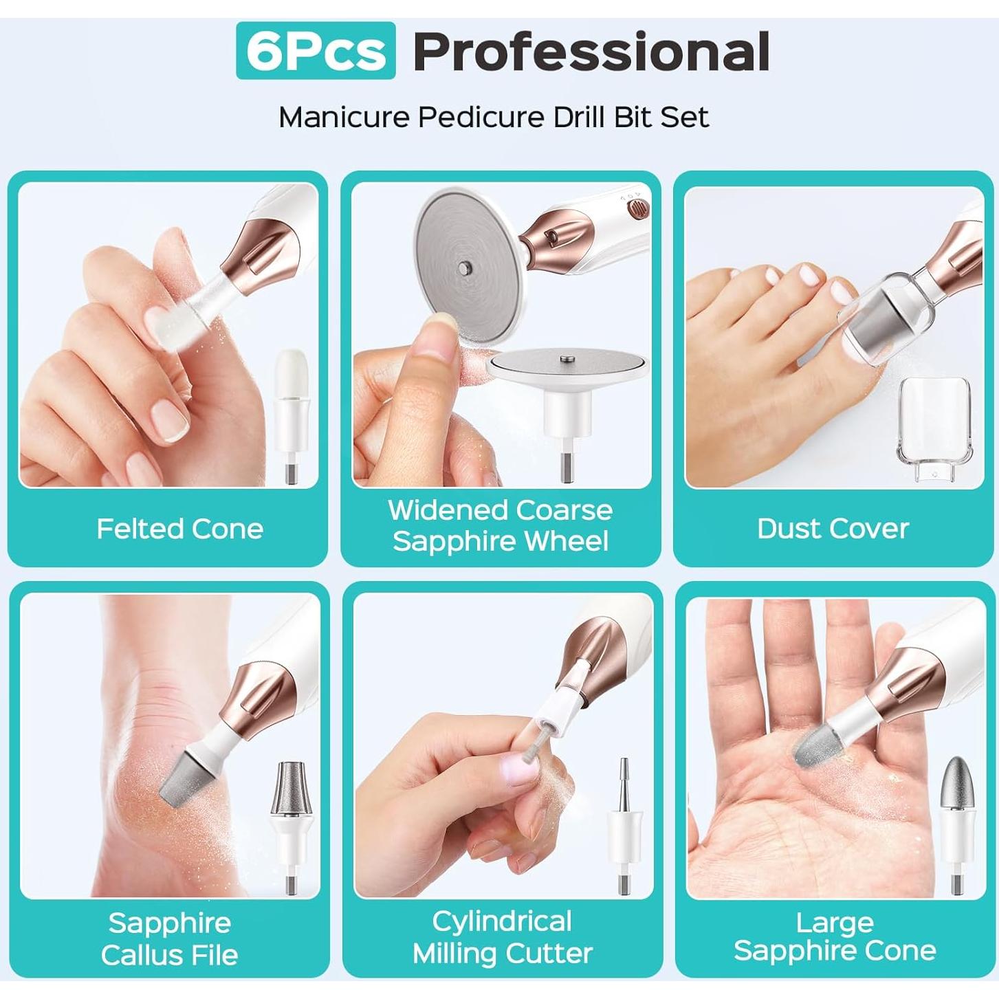 COSLUS Kit Manicura y Pedicura Eléctrico 5 en 1 Inalámbrico