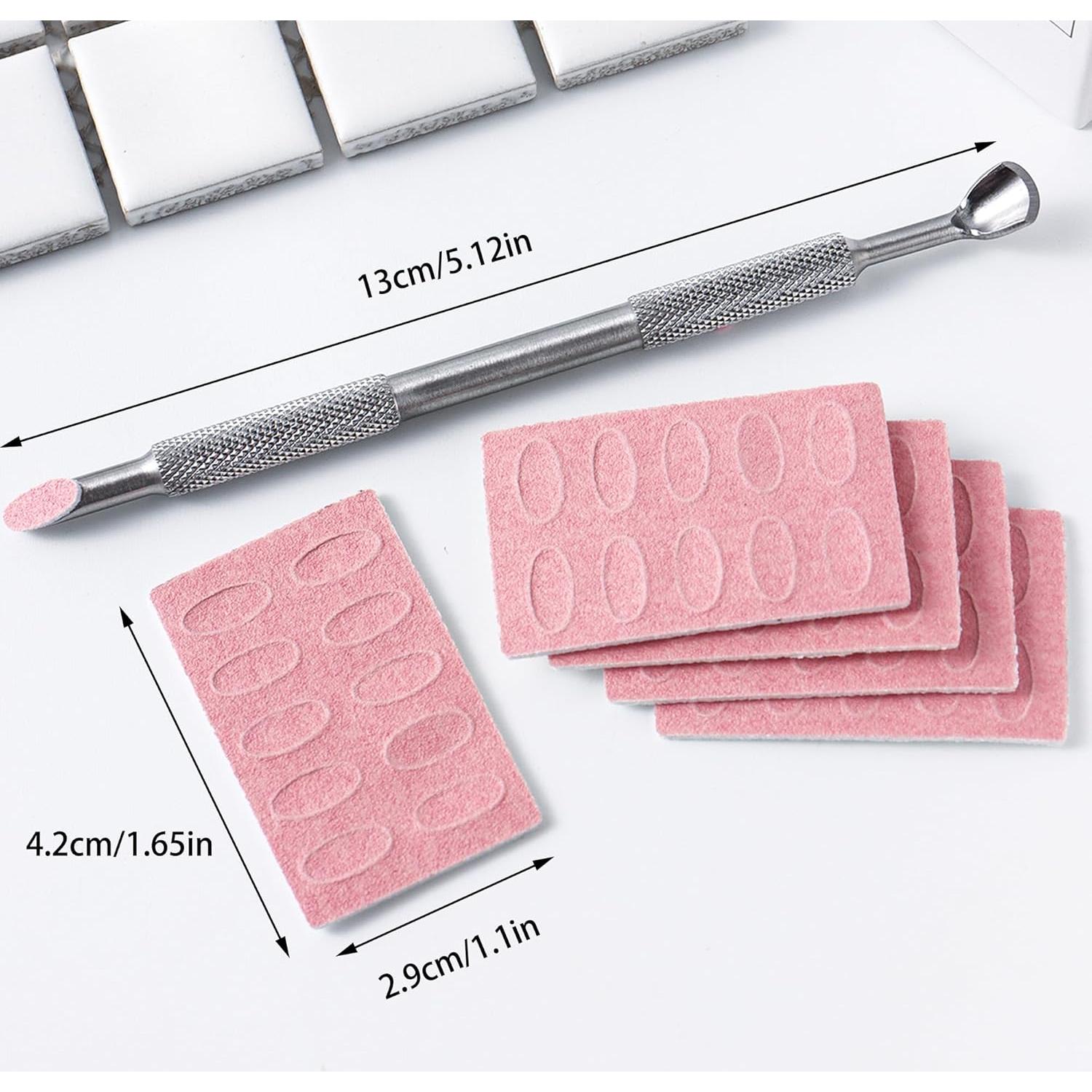 Hojas de lija autoadhesivas 180 granos + empujador de cutículas