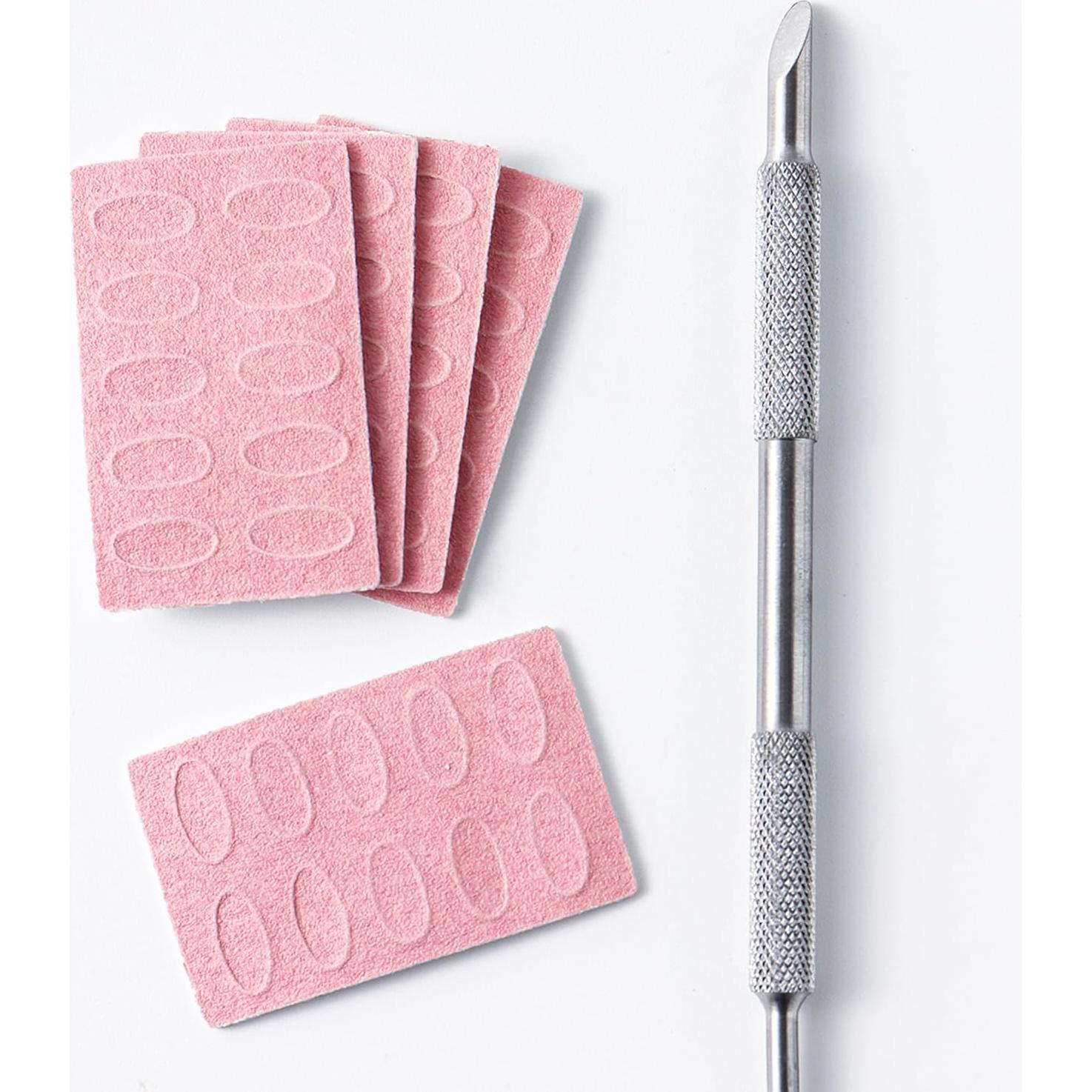 Hojas de lija autoadhesivas 180 granos + empujador de cutículas