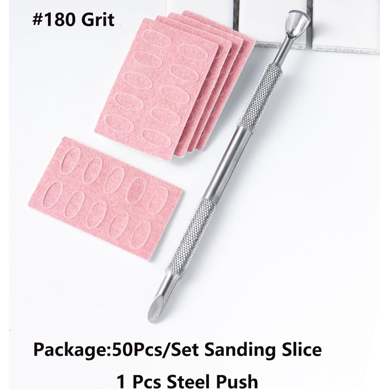Hojas de lija autoadhesivas 180 granos + empujador de cutículas