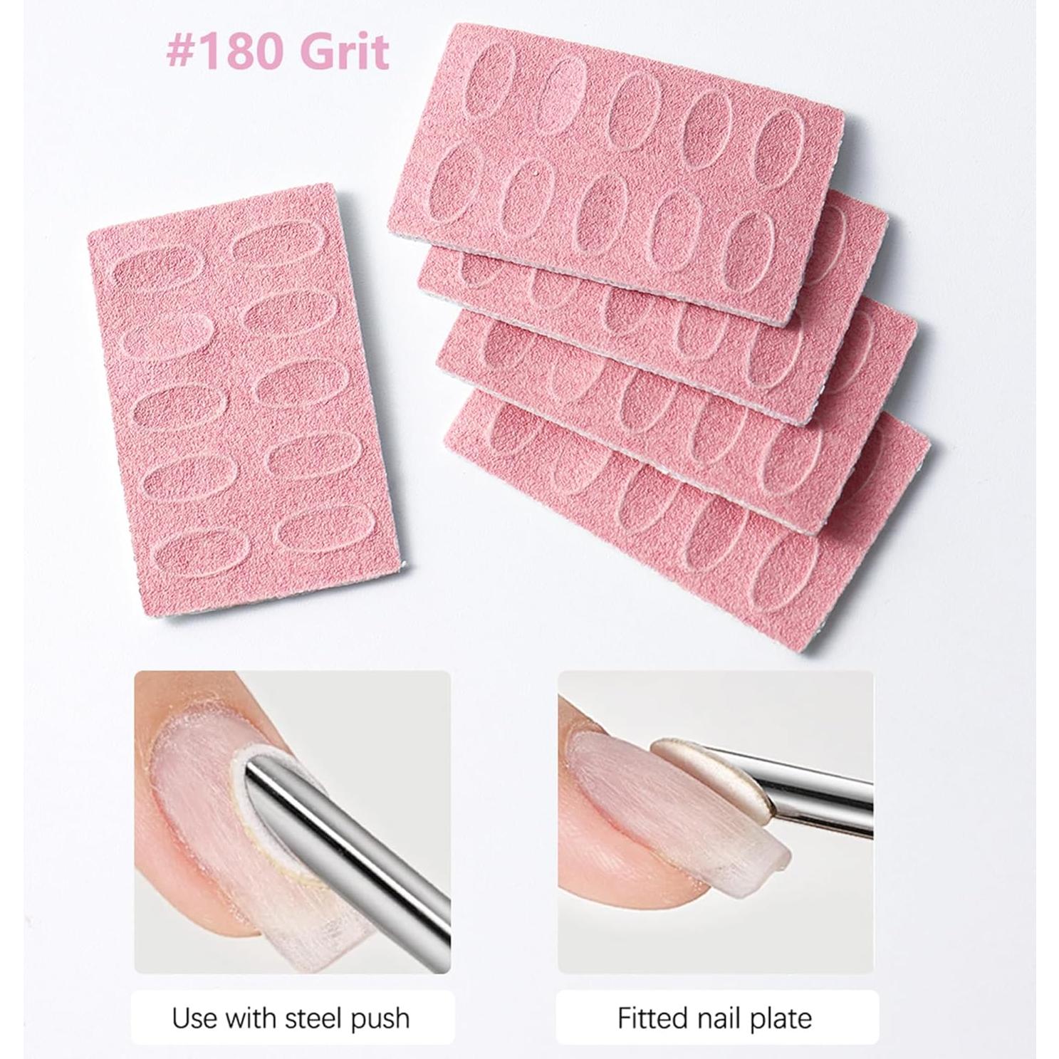 Hojas de lija autoadhesivas 180 granos + empujador de cutículas