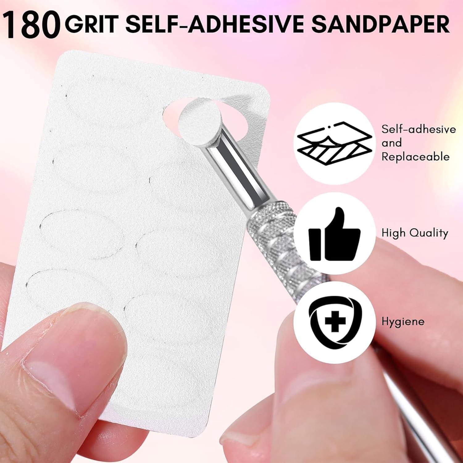 Hojas de lija autoadhesivas 180 granos + empujador de cutículas