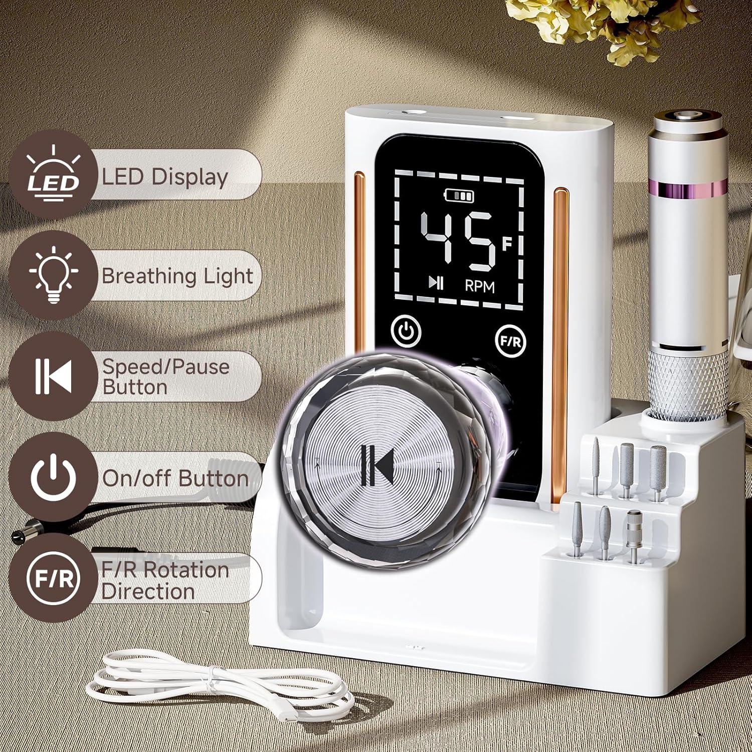 Taladro de Uñas Eléctrico Puriom BQ-112 45000RPM Blanco