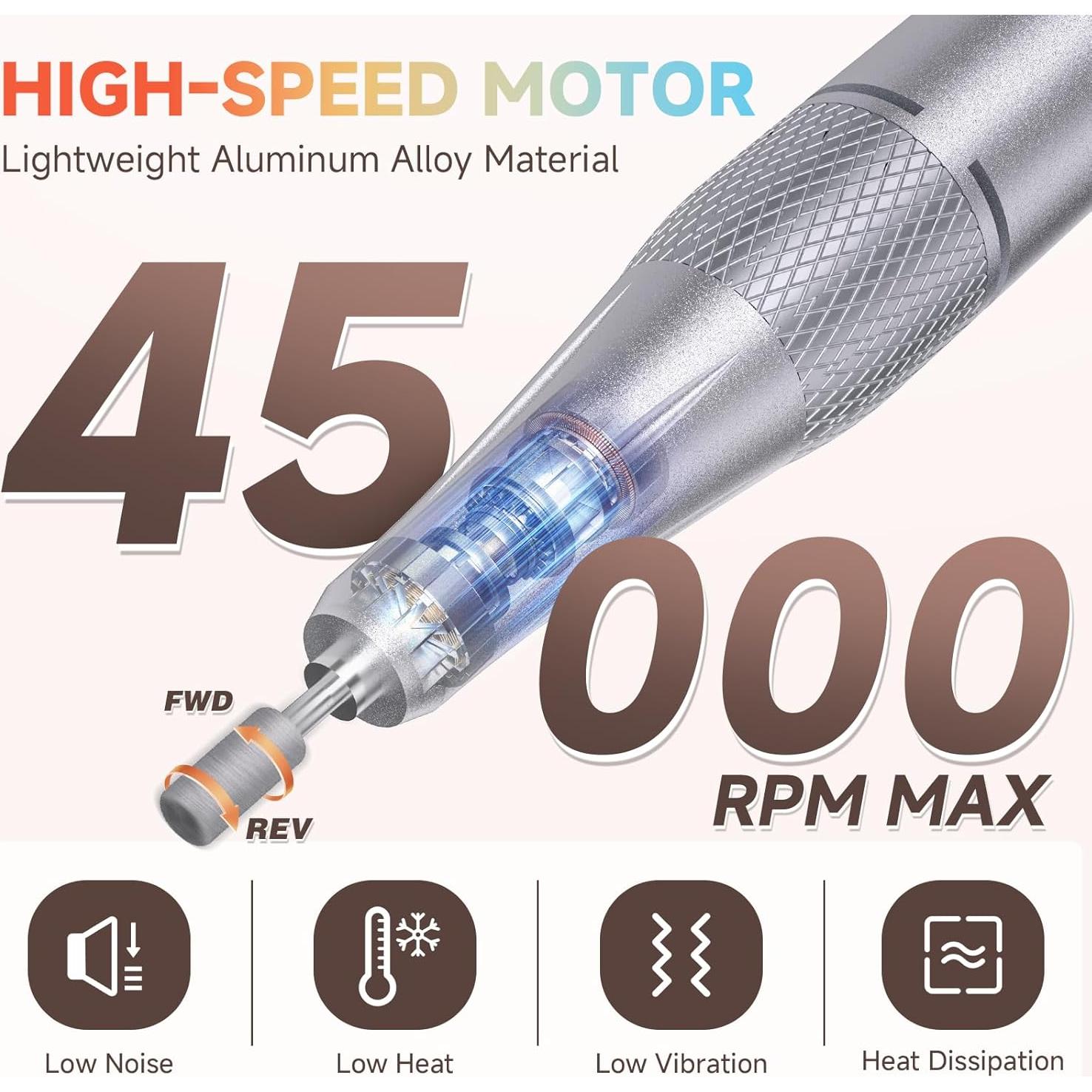 Taladro de Uñas Eléctrico Puriom BQ-112 45000RPM Blanco