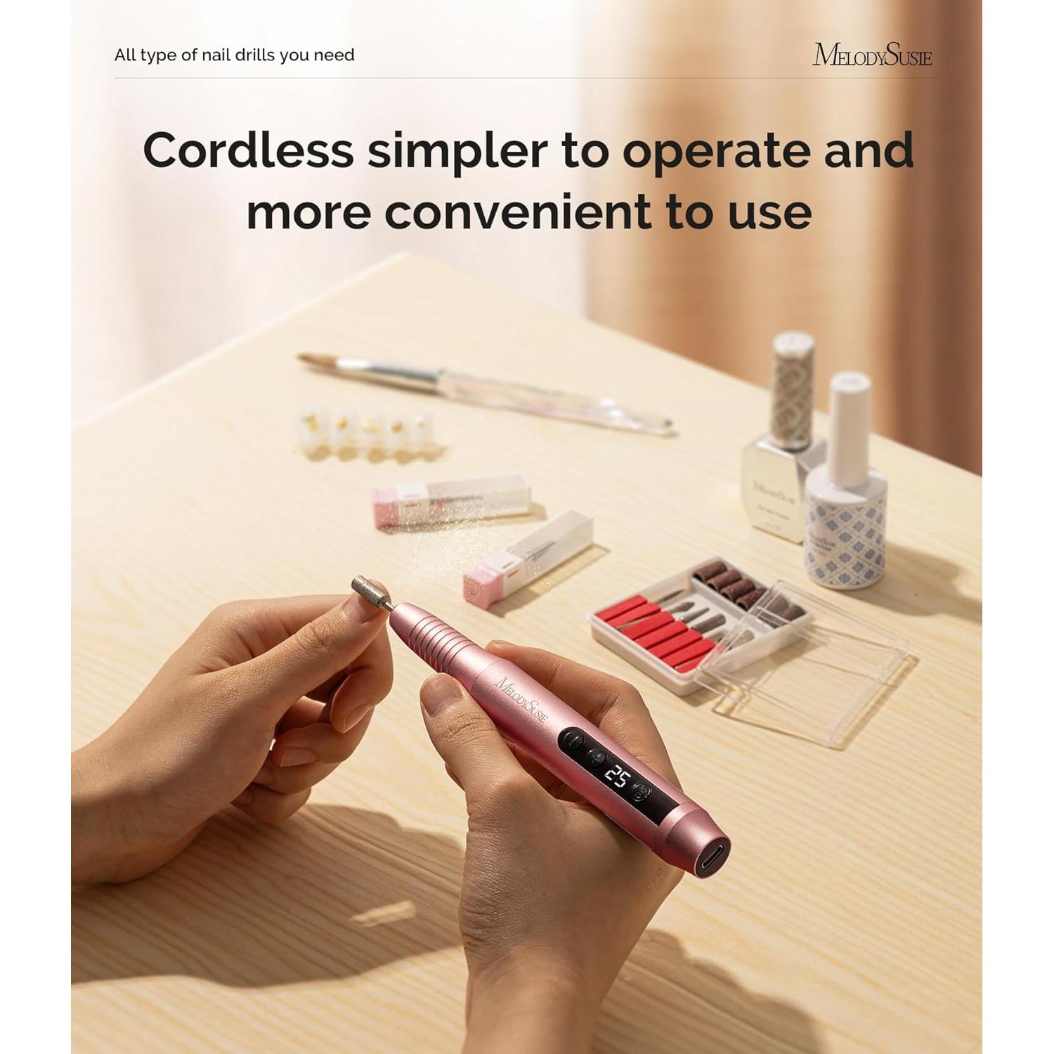 Taladro de Uñas Eléctrico MelodySusie PC180G Inalámbrico 25000RPM