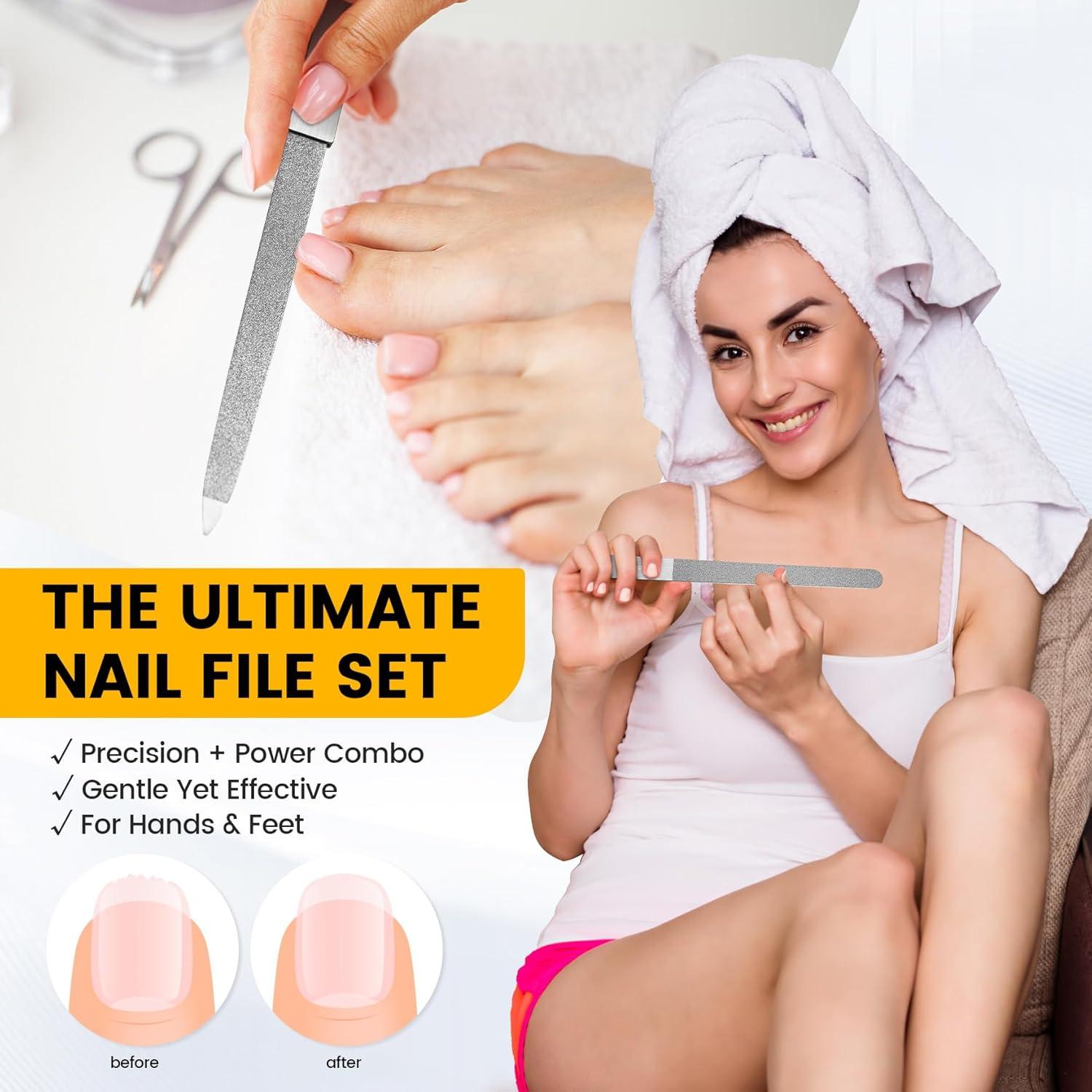 Kit de Lima de Uñas BEZOX - 2 Piezas Acero Inoxidable