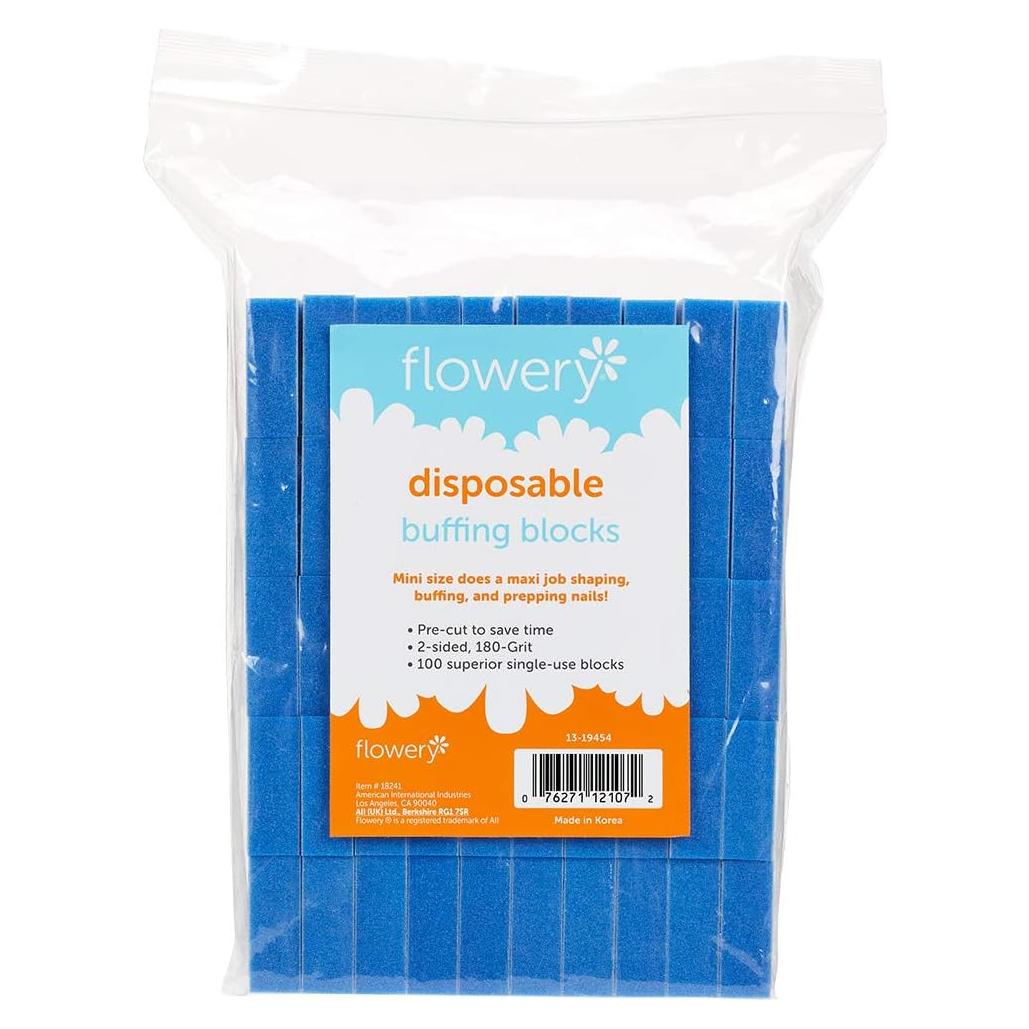 Bloques de Pulido Desechables Flowery Azul 180 Grano - 100 Pcs