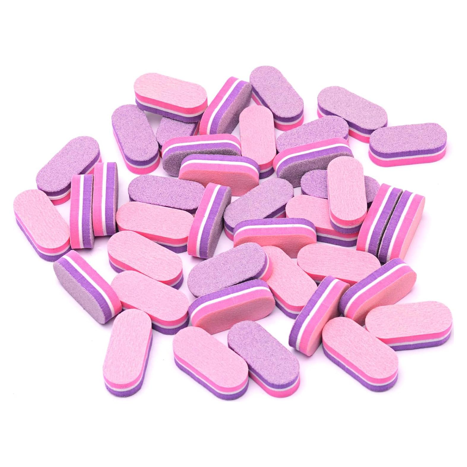 Mini Pulidores de Uñas Diesisa 40pc 100/180 Grano Rosa/Púrpura