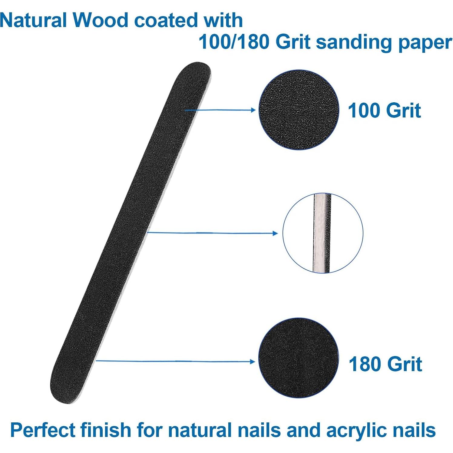 Limas de Uñas de Madera HomeyEra 24 Pcs 100/180 Granos