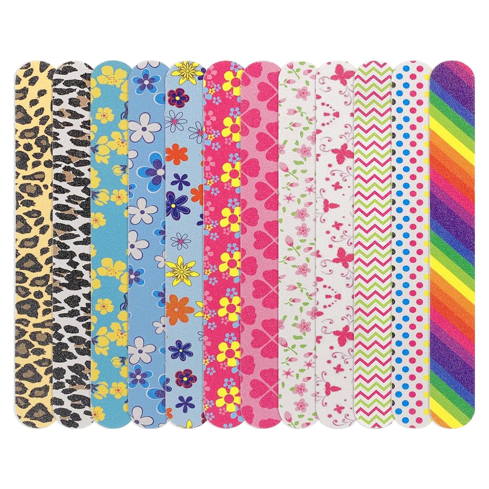 12 Limadoras de Uñas Doble Cara LNAUJS 100/180 Grit Coloridas