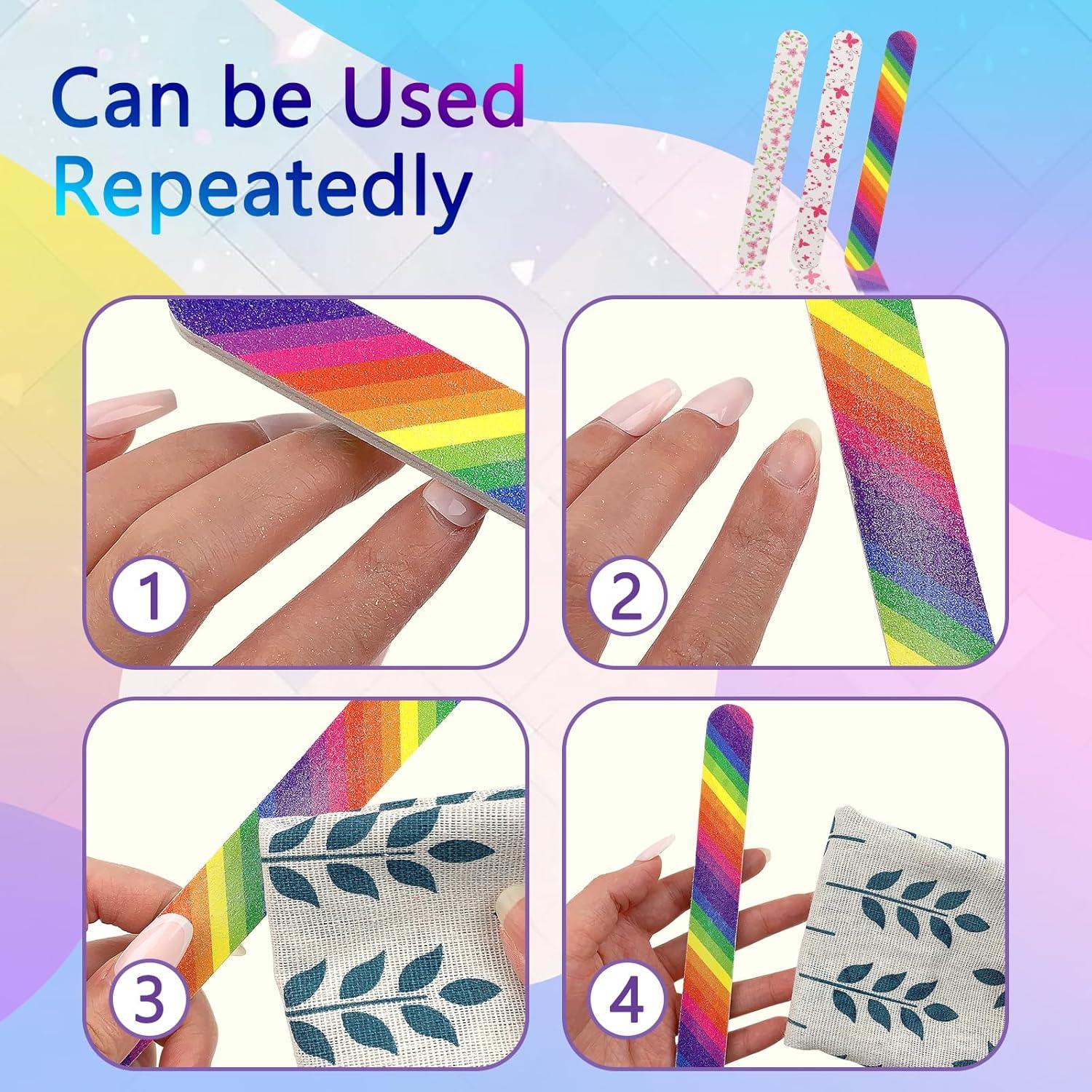 12 Limadoras de Uñas Doble Cara LNAUJS 100/180 Grit Coloridas