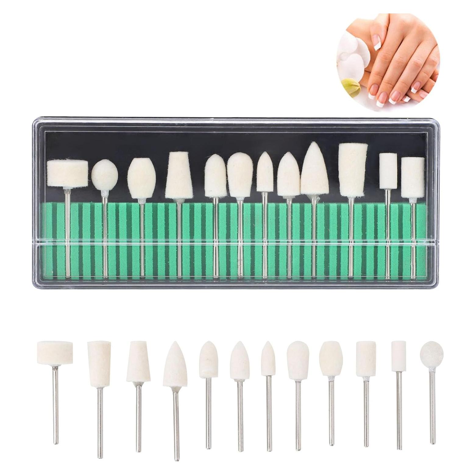 Brocas de Taladro para Uñas ZJchao - 12 Piezas Fieltro Pulido