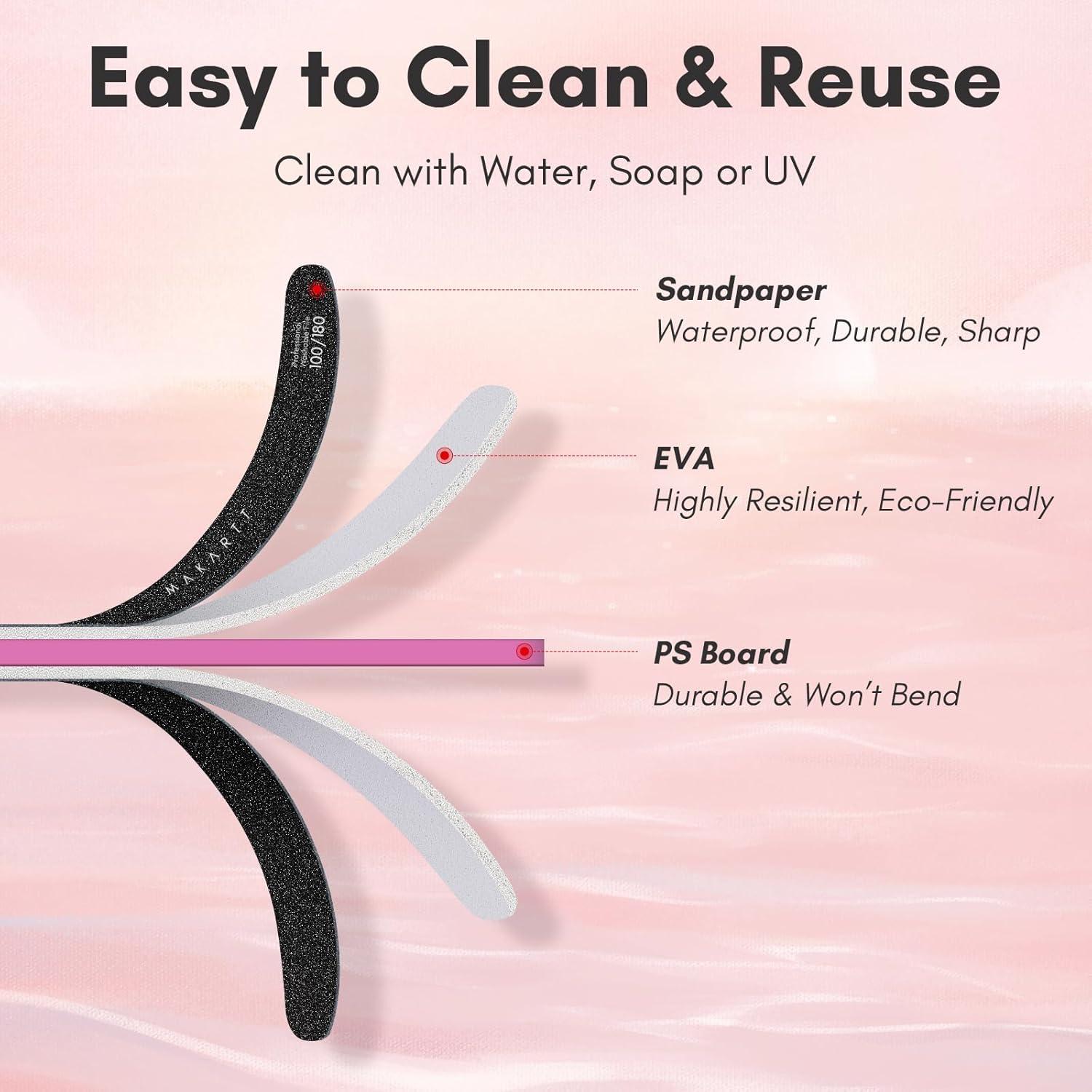 Limas de Uñas Profesionales Makartt 100/180 Grano 10 Pcs