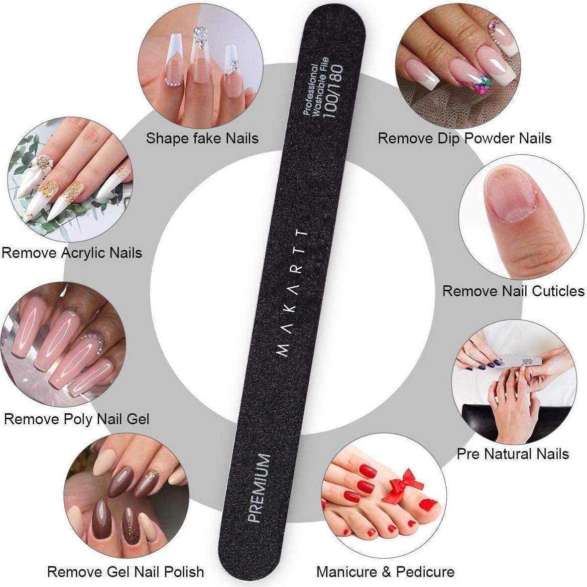 Limas de Uñas Profesionales Makartt 100/180 Grano 10 Pcs