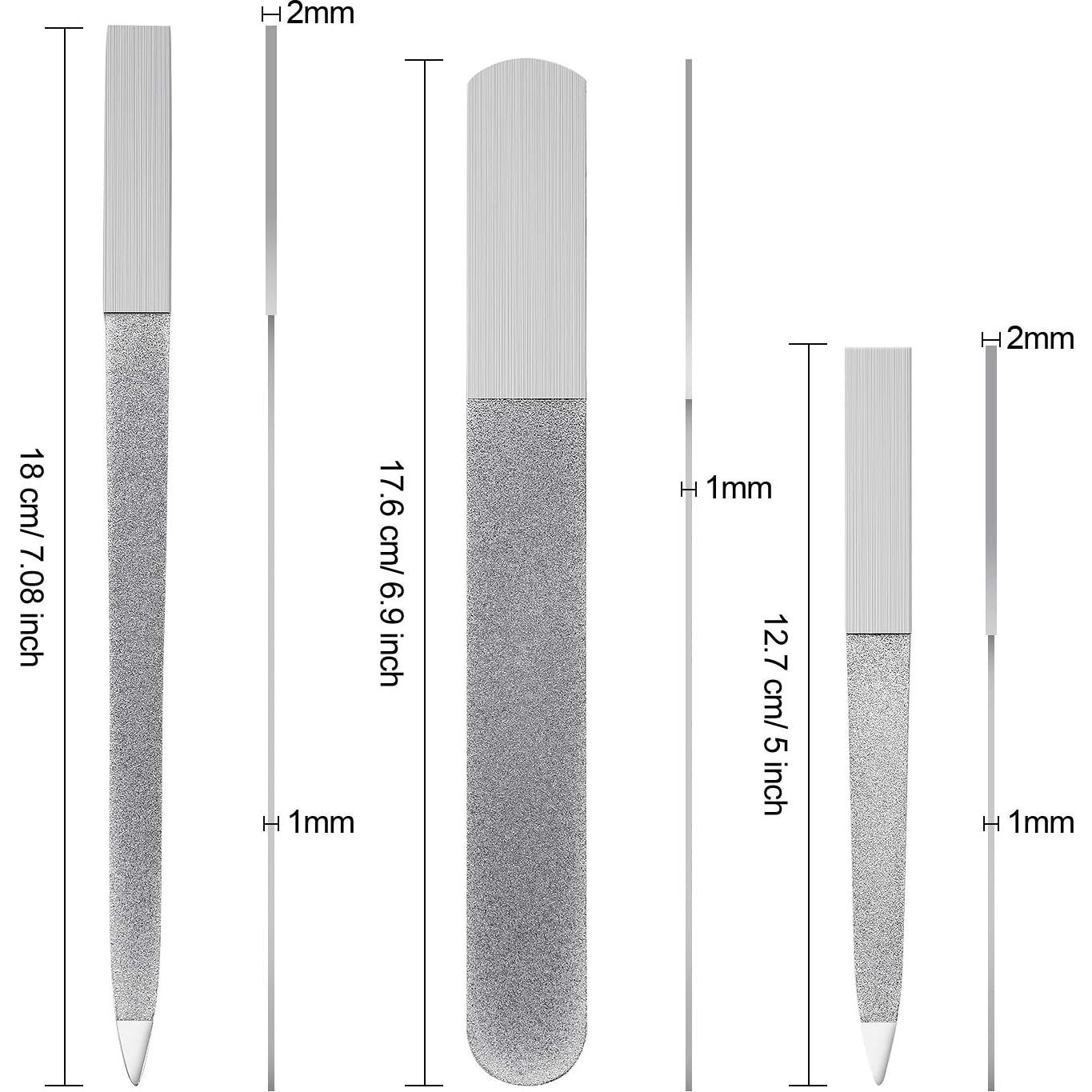 Juego de Limadoras de Uñas Mudder 3 Pcs Acero Inoxidable Plata