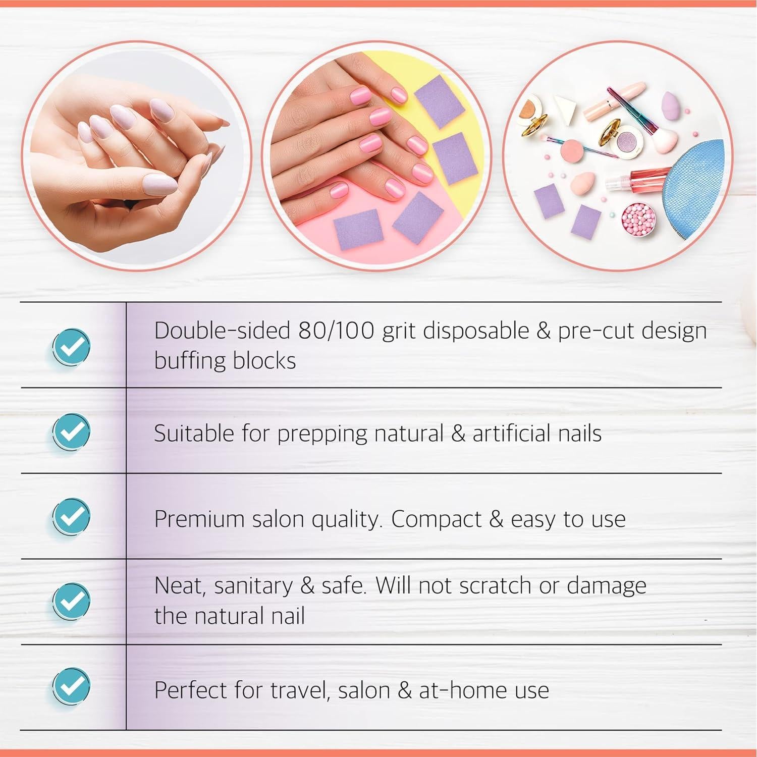 Juego de Mini Pulidores de Uñas Artist Land 80/100 Grano - 50 Ct