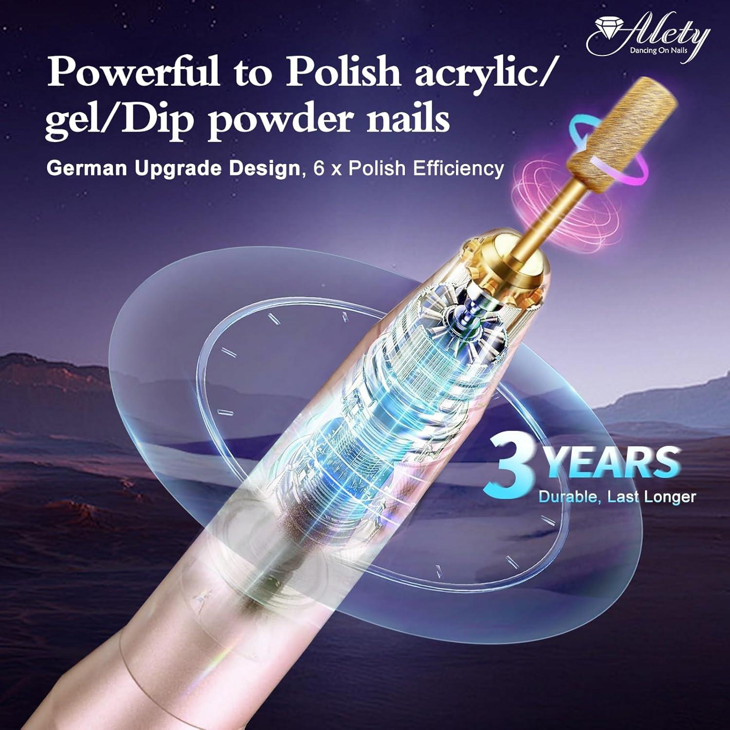 Kit de Taladro de Uñas Eléctrico Alety M-001 con Brocas Doradas