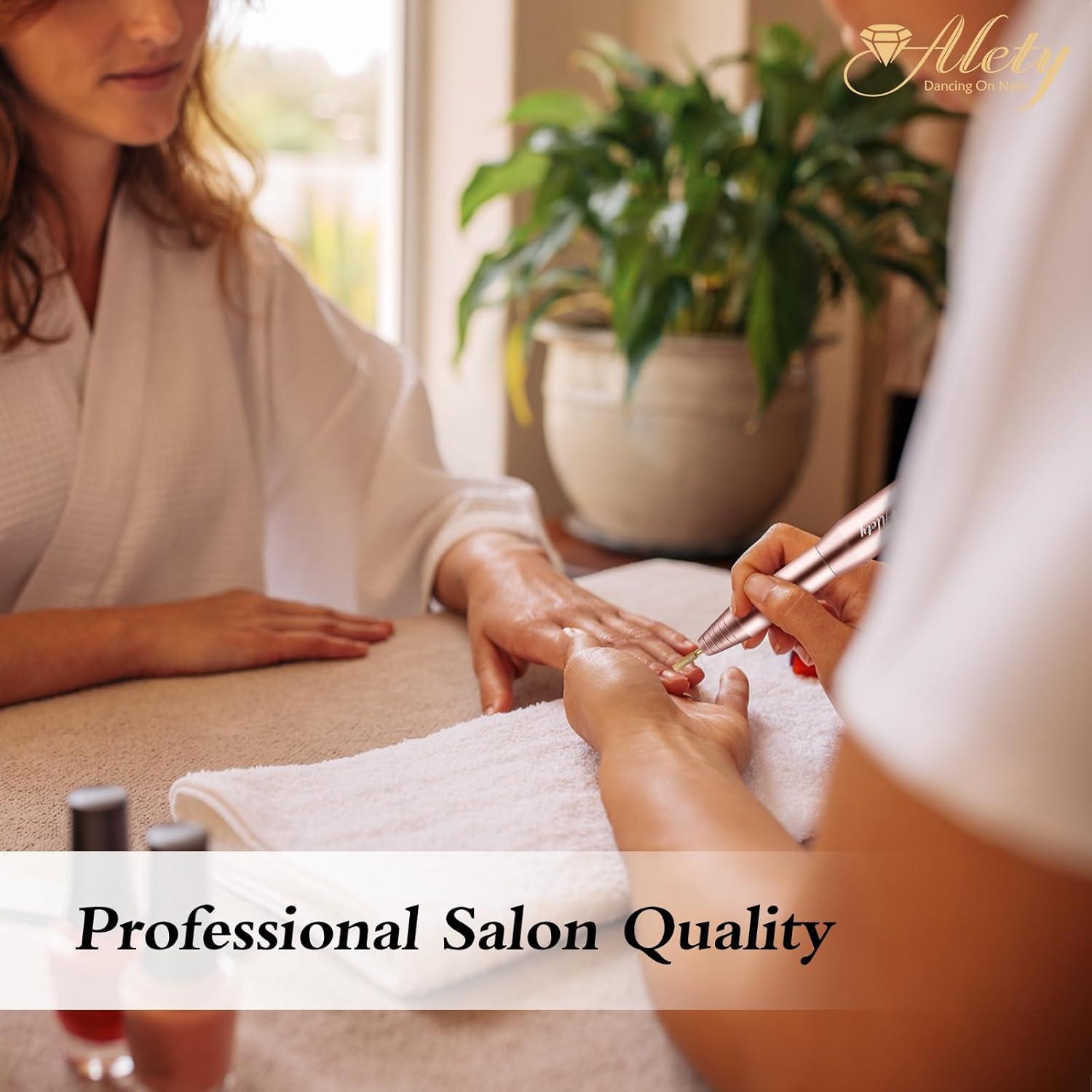 Kit de Taladro de Uñas Eléctrico Alety M-001 con Brocas Doradas