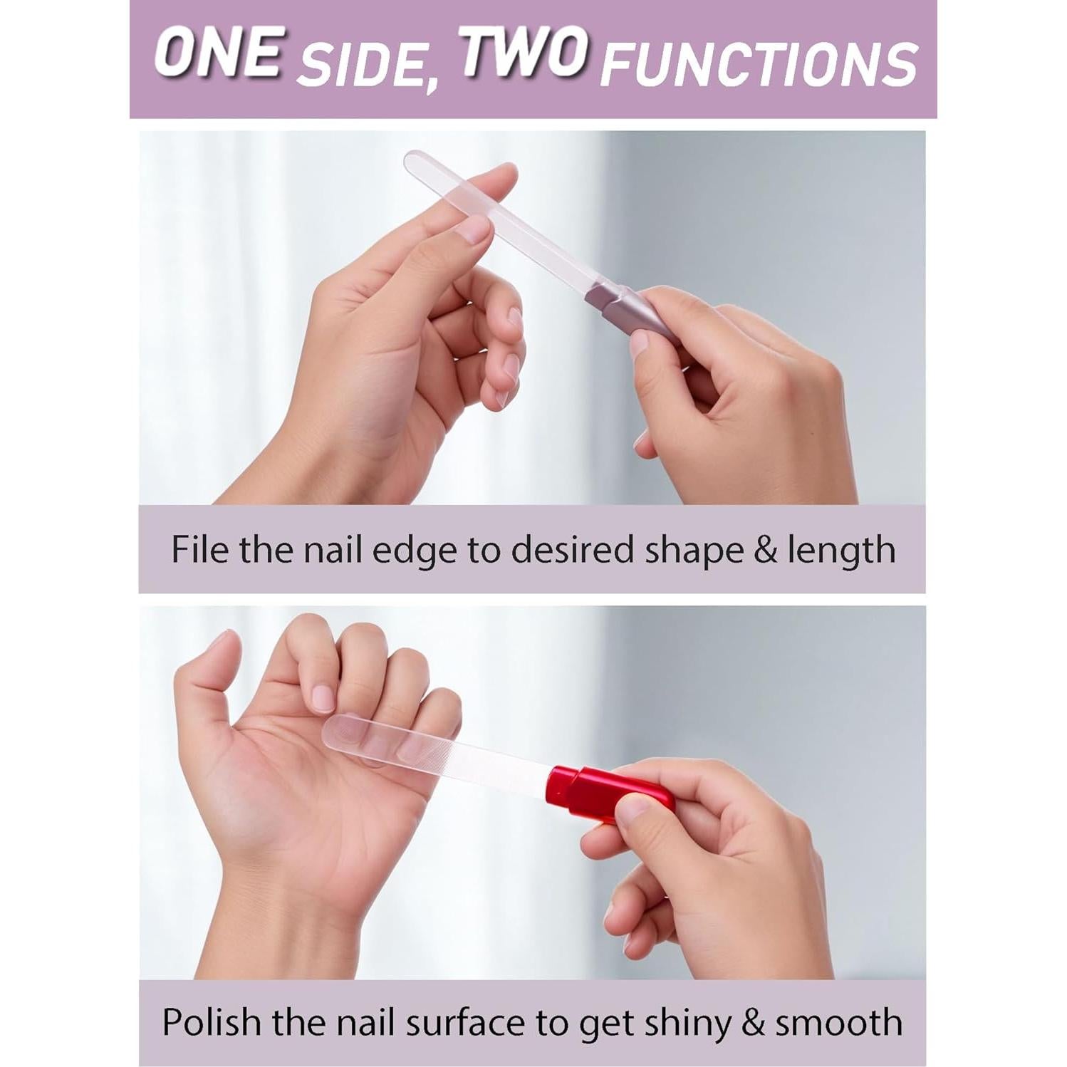 2 Pulidores de Uñas de Vidrio Diodiva con Estuche - Oro Rosa y Rojo