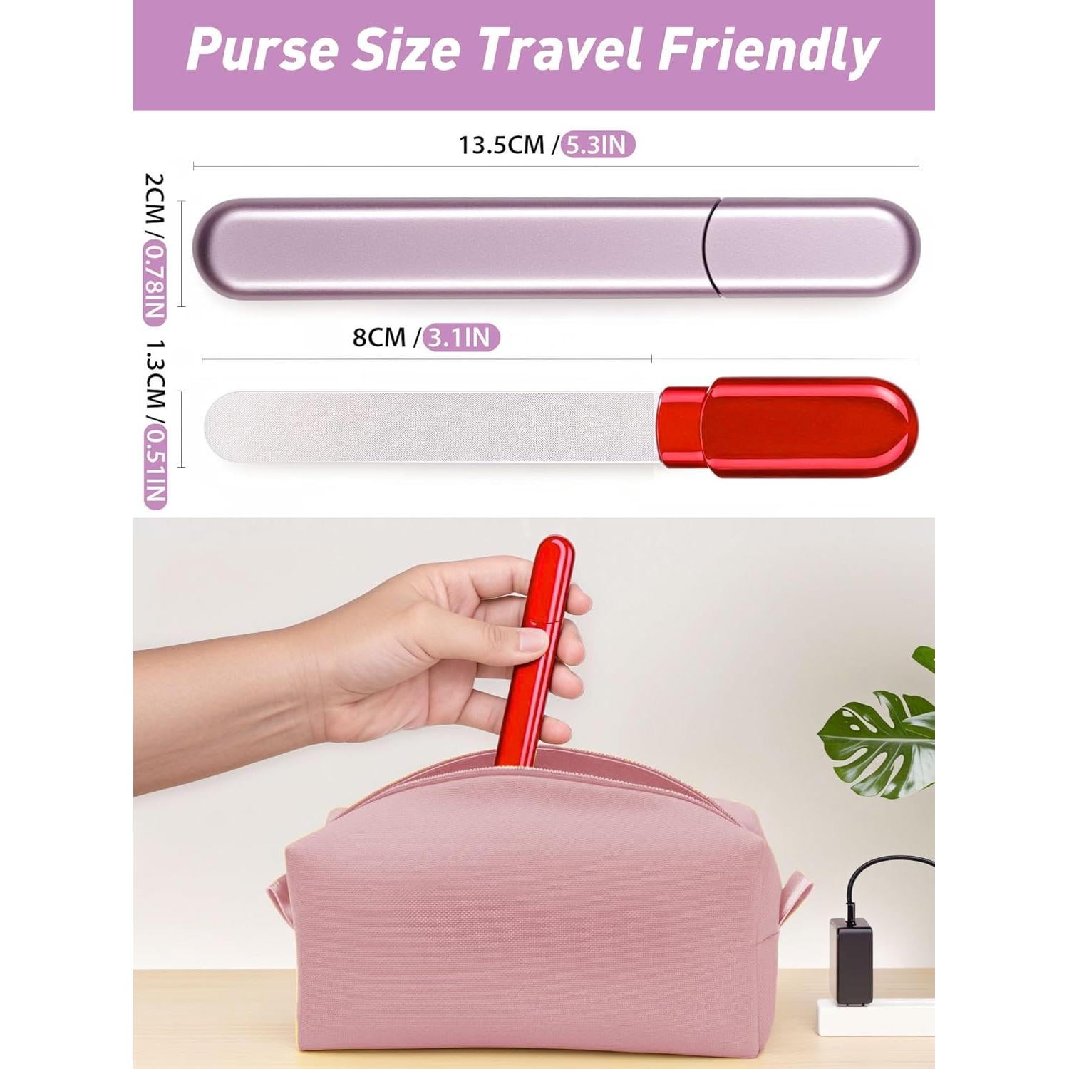 2 Pulidores de Uñas de Vidrio Diodiva con Estuche - Oro Rosa y Rojo