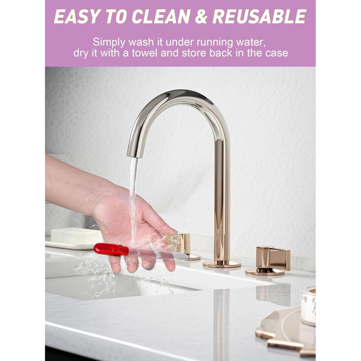 2 Pulidores de Uñas de Vidrio Diodiva con Estuche - Oro Rosa y Rojo