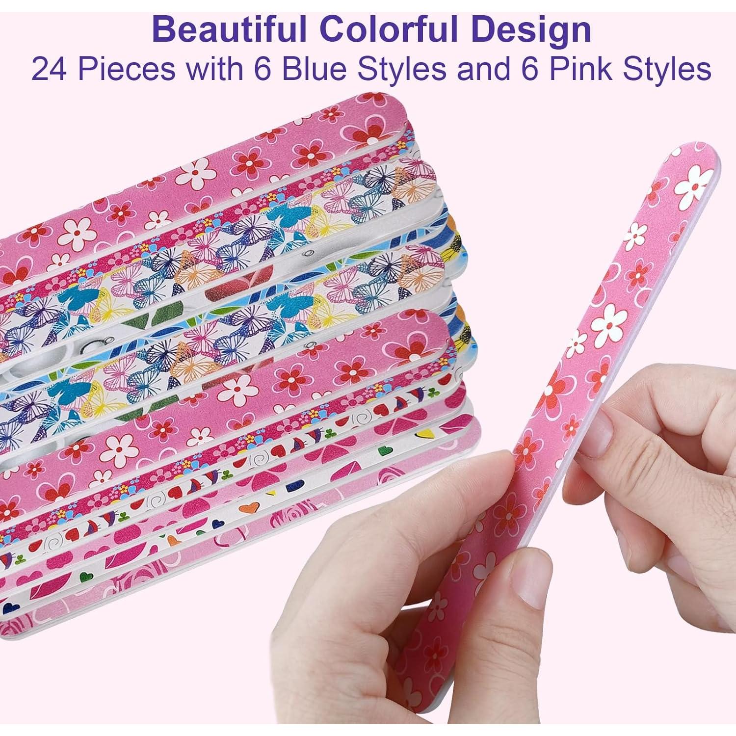 Limas de Uñas Doble Cara HomeyEra - 24 Piezas 180 Granos