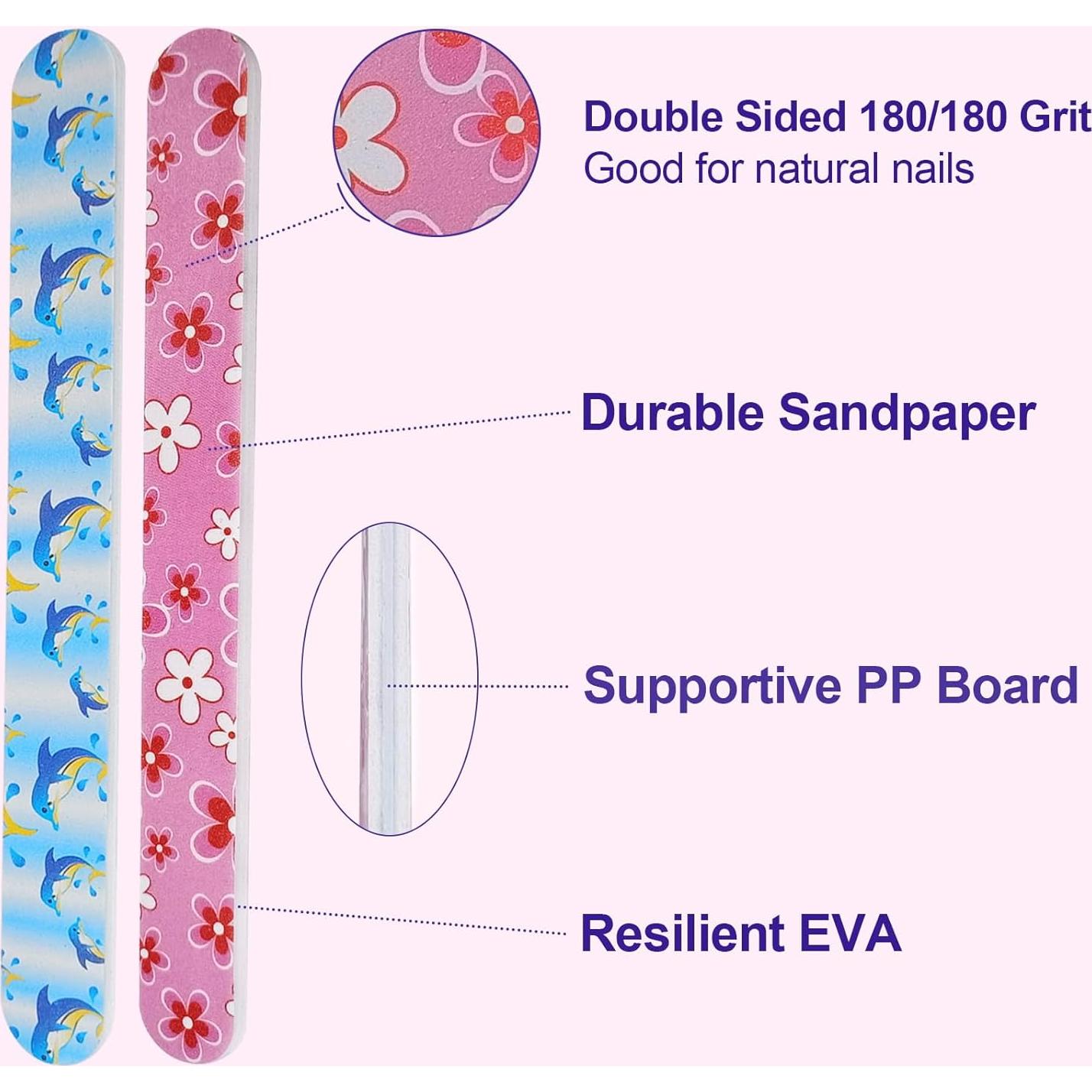 Limas de Uñas Doble Cara HomeyEra - 24 Piezas 180 Granos