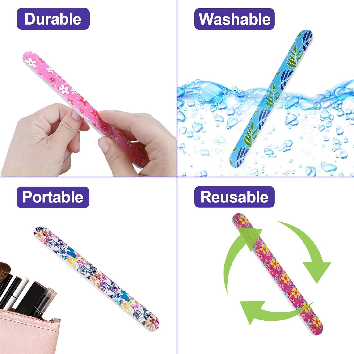 Limas de Uñas Doble Cara HomeyEra - 24 Piezas 180 Granos