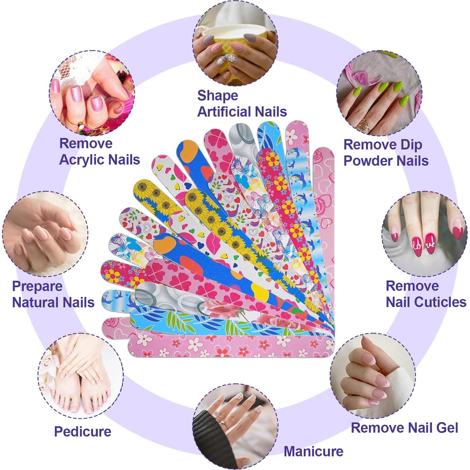 Limas de Uñas Doble Cara HomeyEra - 24 Piezas 180 Granos