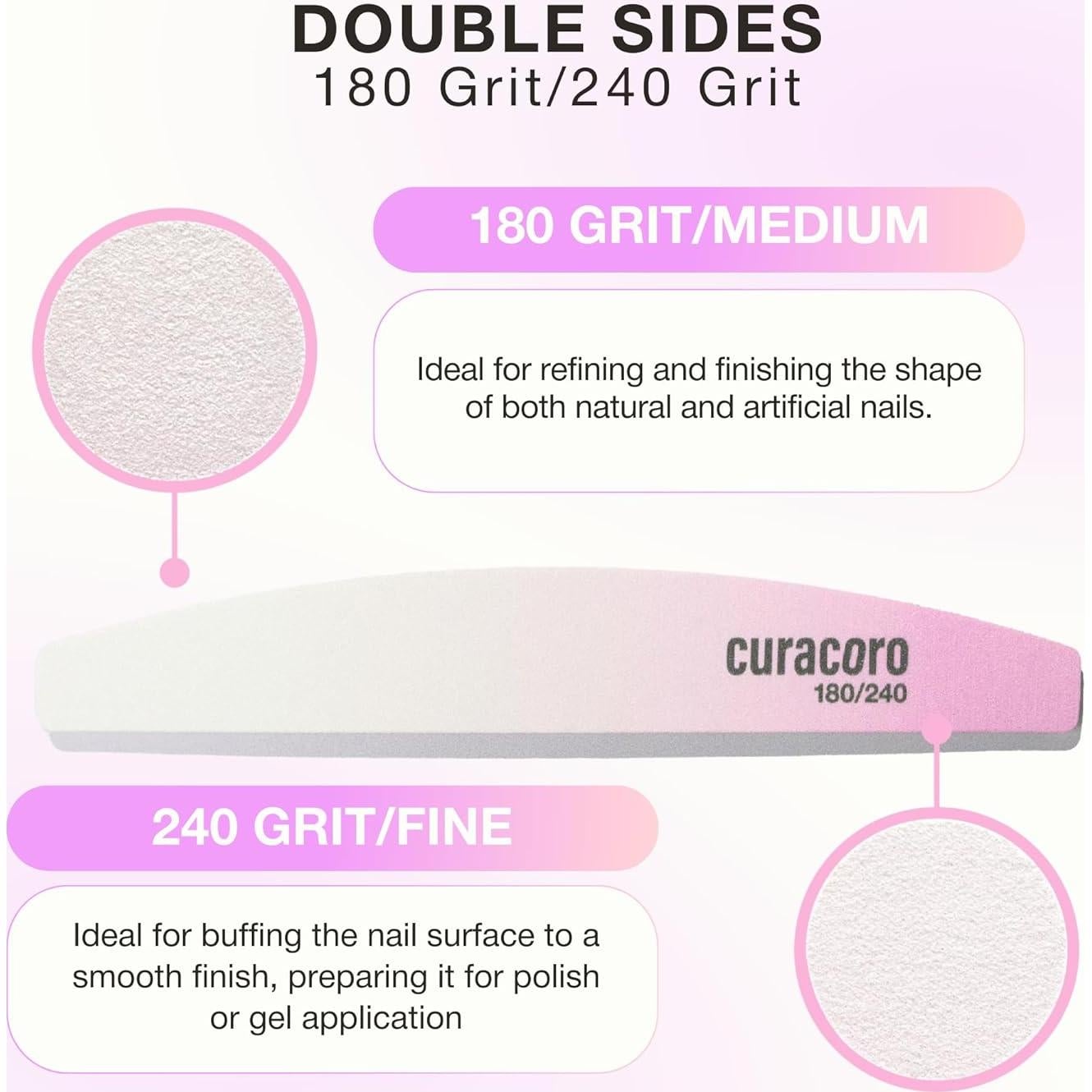 Limas de Uñas Curacoro 10 PCS Doble Cara 180/240 Grano