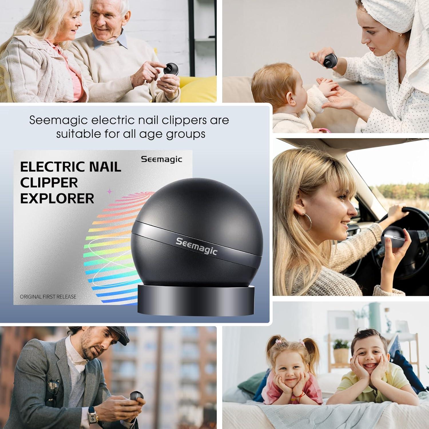 Cortador de Uñas Eléctrico Seemagic XT 902030 2 en 1 con Luz LED