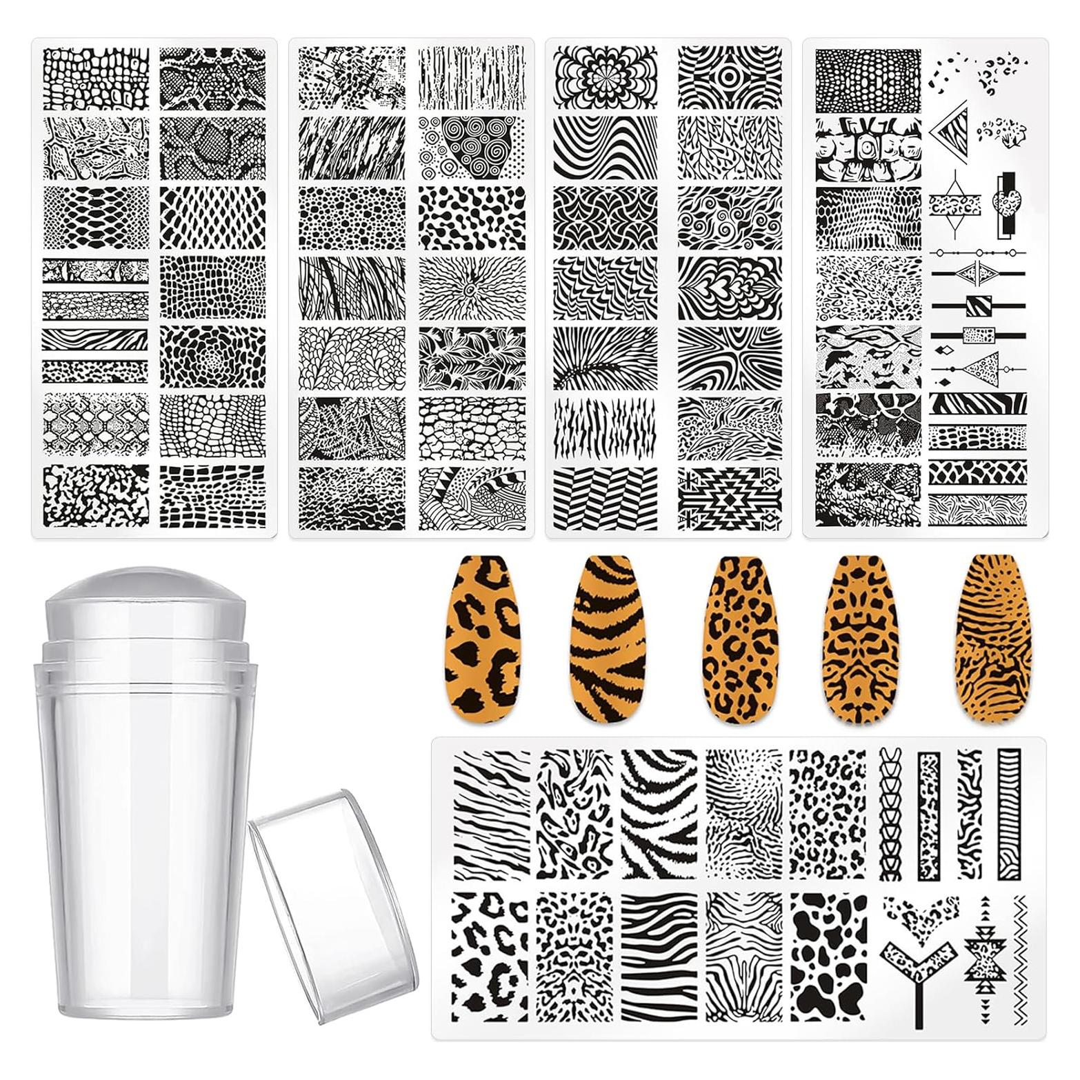 Kit de Estampado de Uñas 5 Piezas MOLILO - Diseño Leopardo
