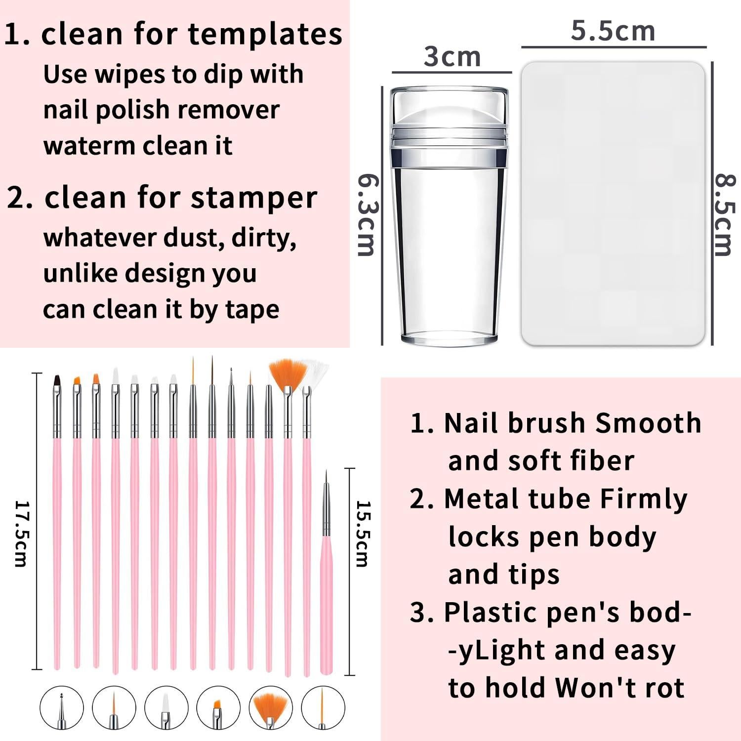 Kit de Estampador de Arte de Uñas Qi - 17 Piezas para Manicura