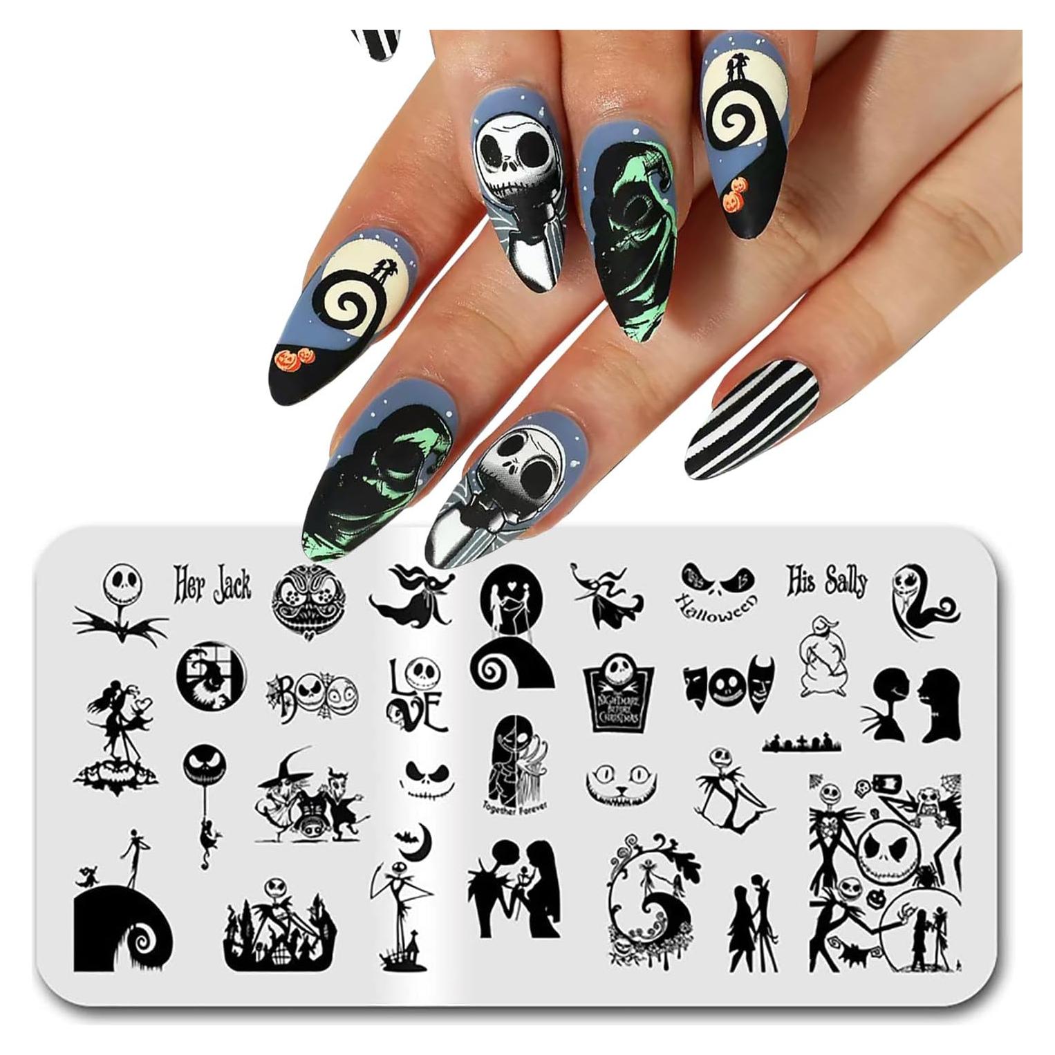 Placa de Estampado de Uñas Halloween HONGCAUP 12x6 cm 32 Patrones