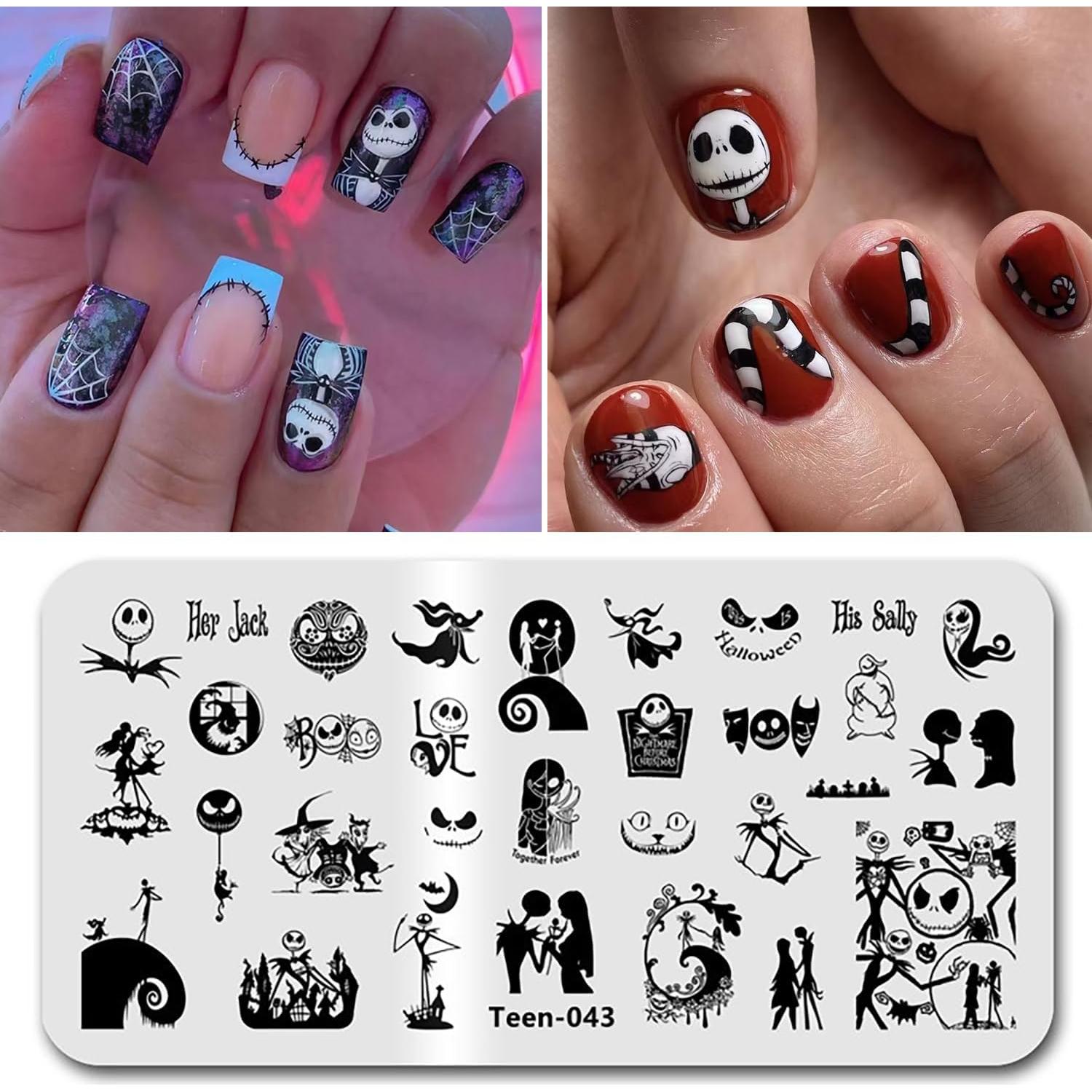 Placa de Estampado de Uñas Halloween HONGCAUP 12x6 cm 32 Patrones