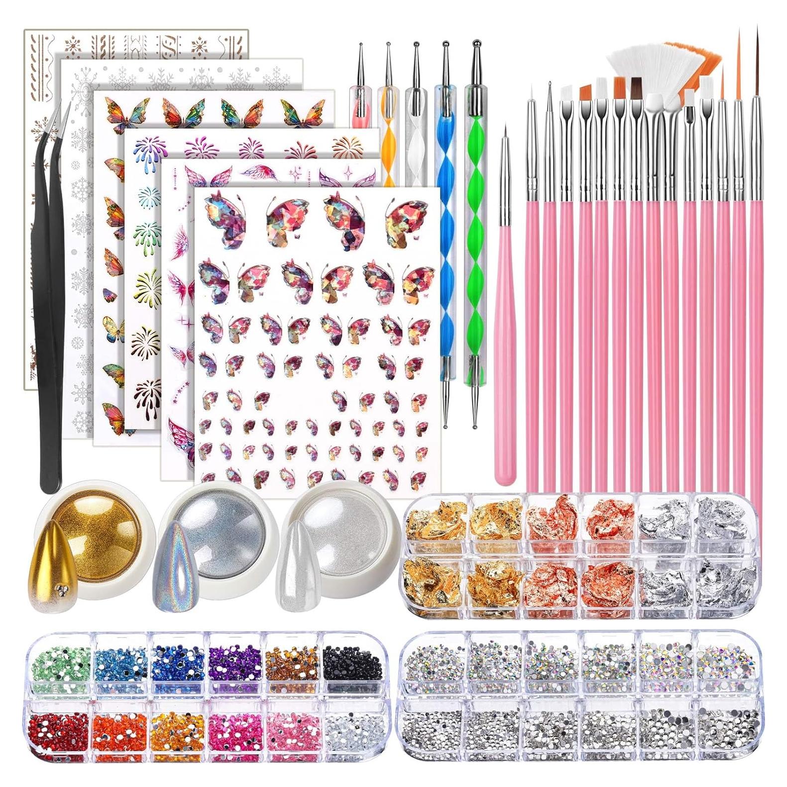 Kit de Diseño de Uñas FANDAMEI 15 PZS con Pinceles y Calcomanías