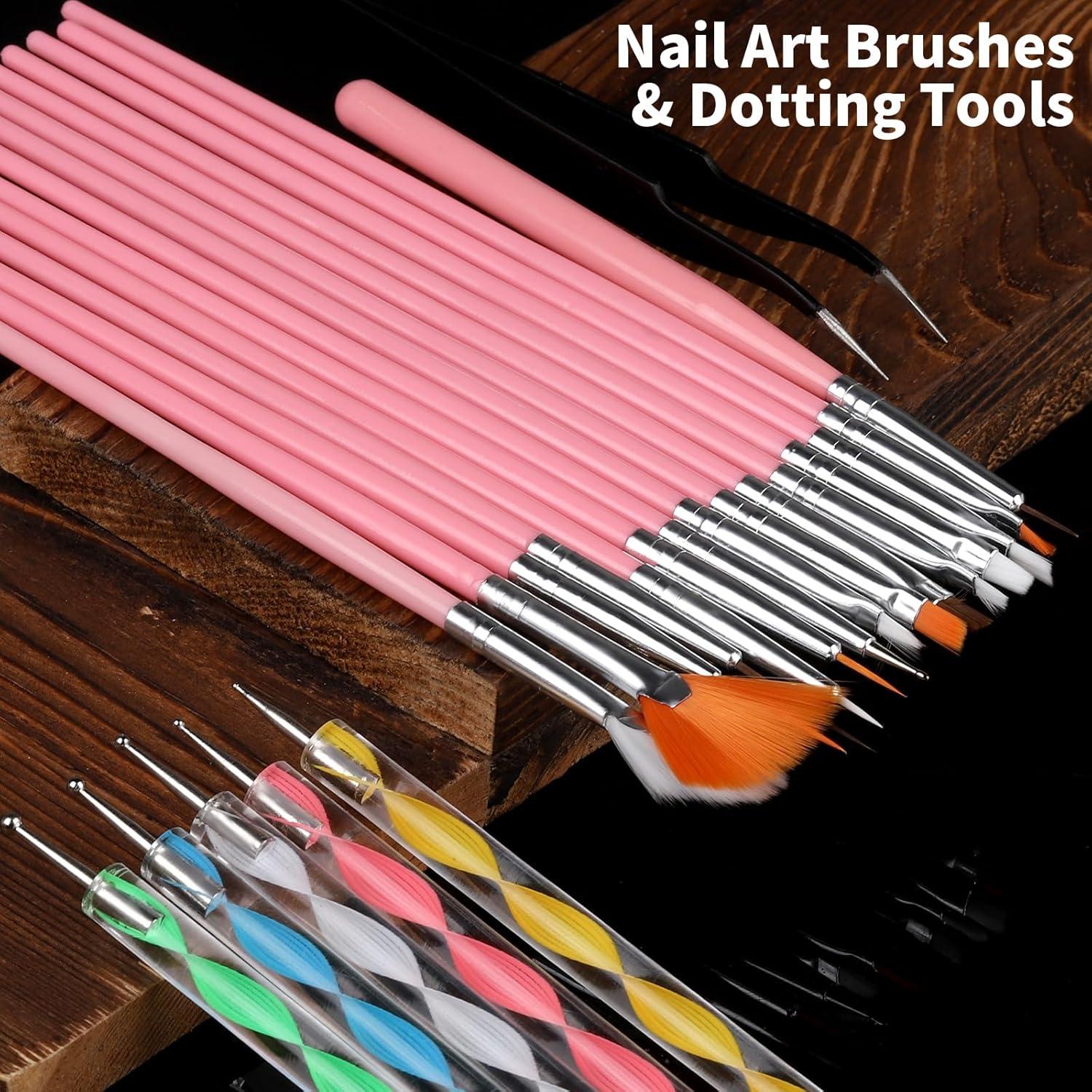 Kit de Diseño de Uñas FANDAMEI 15 PZS con Pinceles y Calcomanías