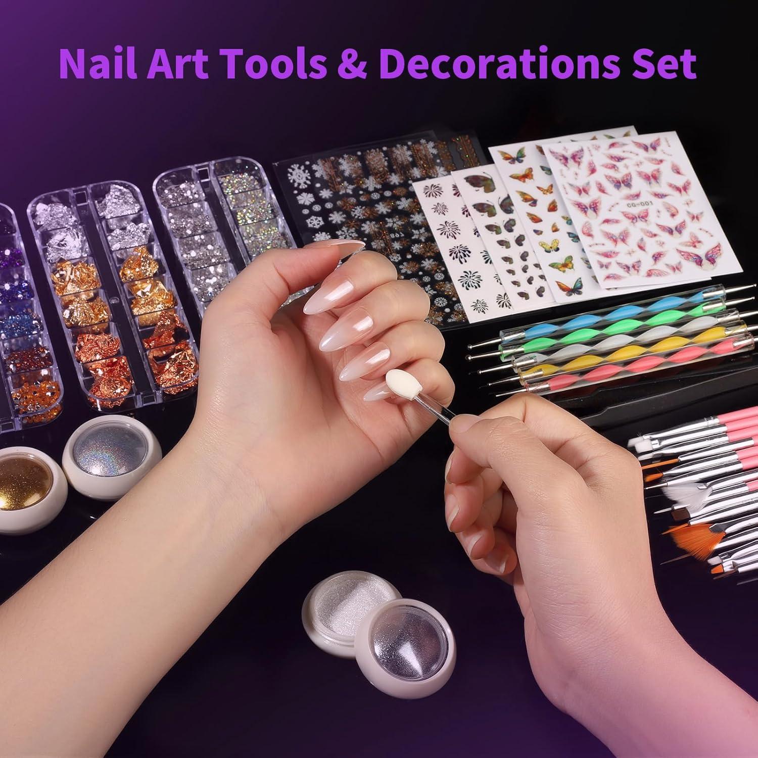 Kit de Diseño de Uñas FANDAMEI 15 PZS con Pinceles y Calcomanías