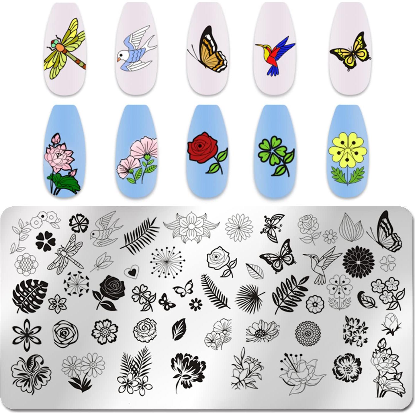 Placas de Estampado de Uñas WOKOTO 6 Pcs Mariposa 12x6 cm