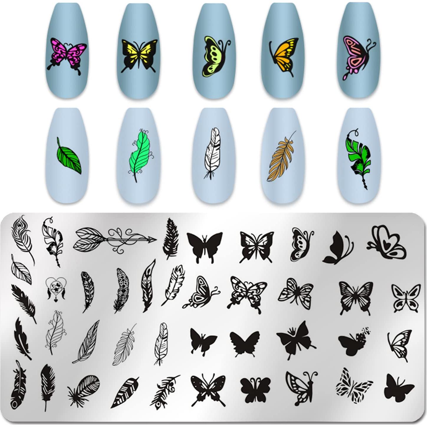 Placas de Estampado de Uñas WOKOTO 6 Pcs Mariposa 12x6 cm