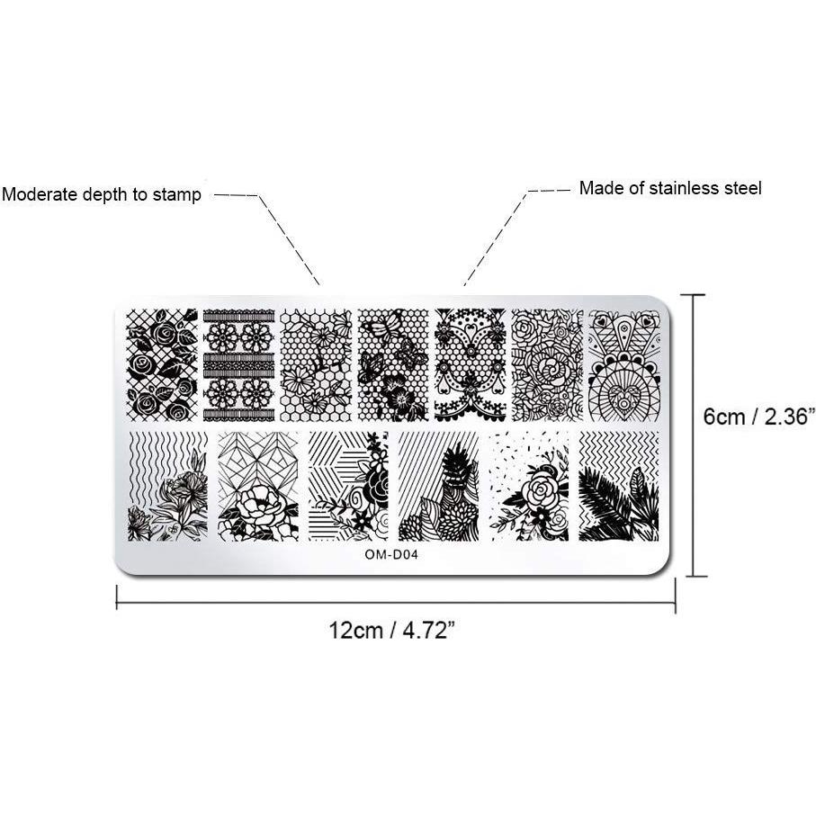 Placas de Estampado de Uñas 5 Pcs Acero Inoxidable WOKOTO
