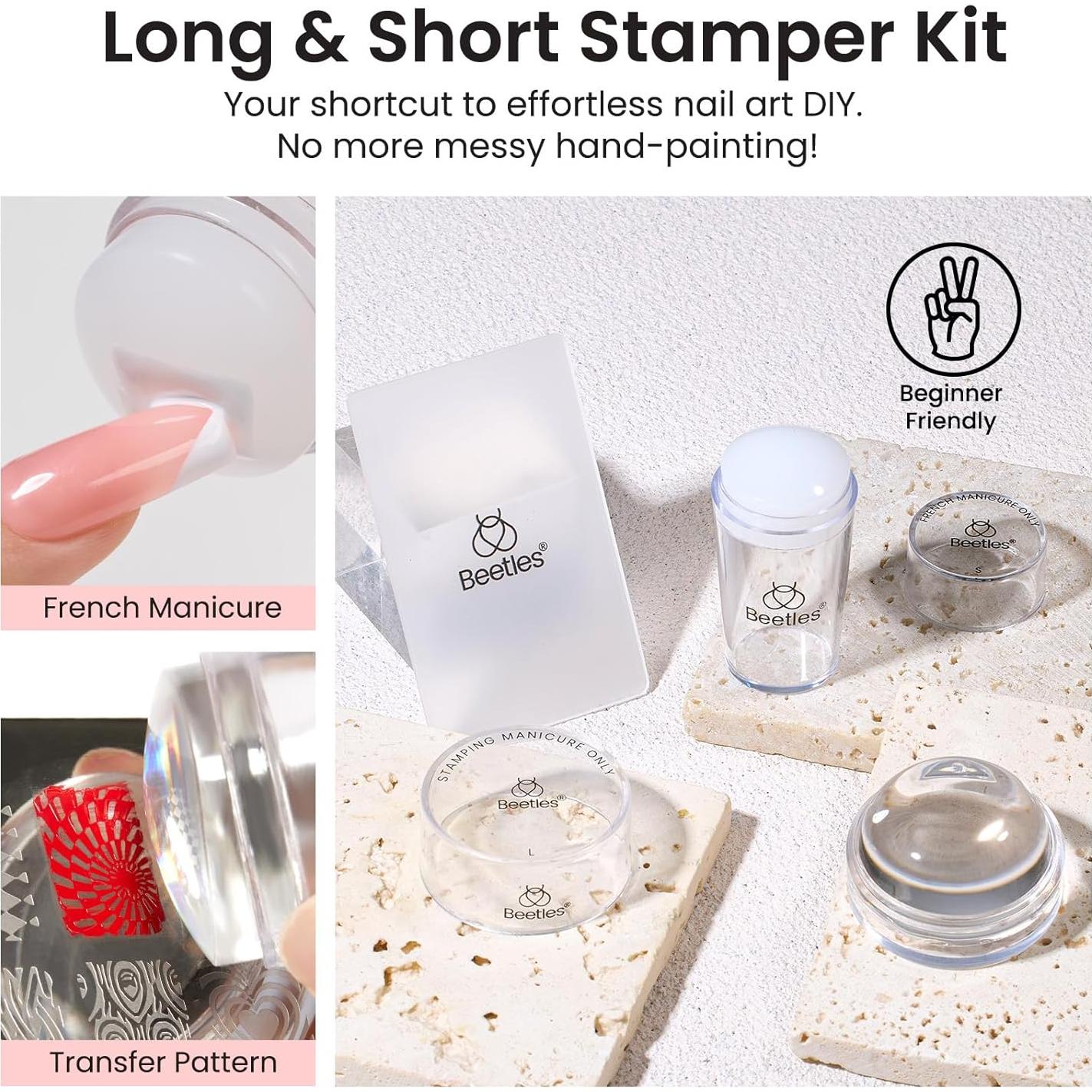 Set de Estampado de Uñas Beetles 4 Pcs con Raspador