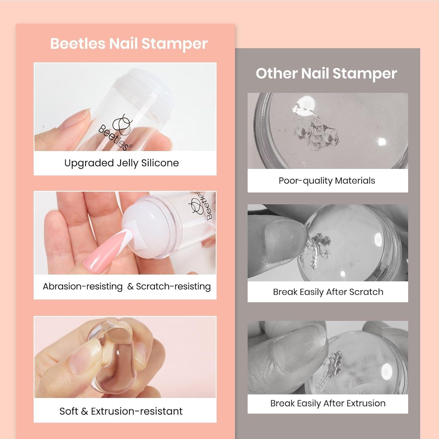 Set de Estampado de Uñas Beetles 4 Pcs con Raspador