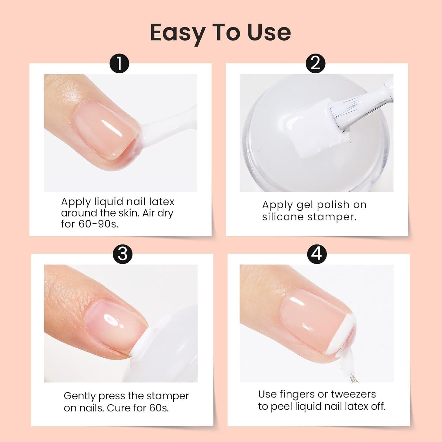 Set de Estampado de Uñas Beetles 4 Pcs con Raspador