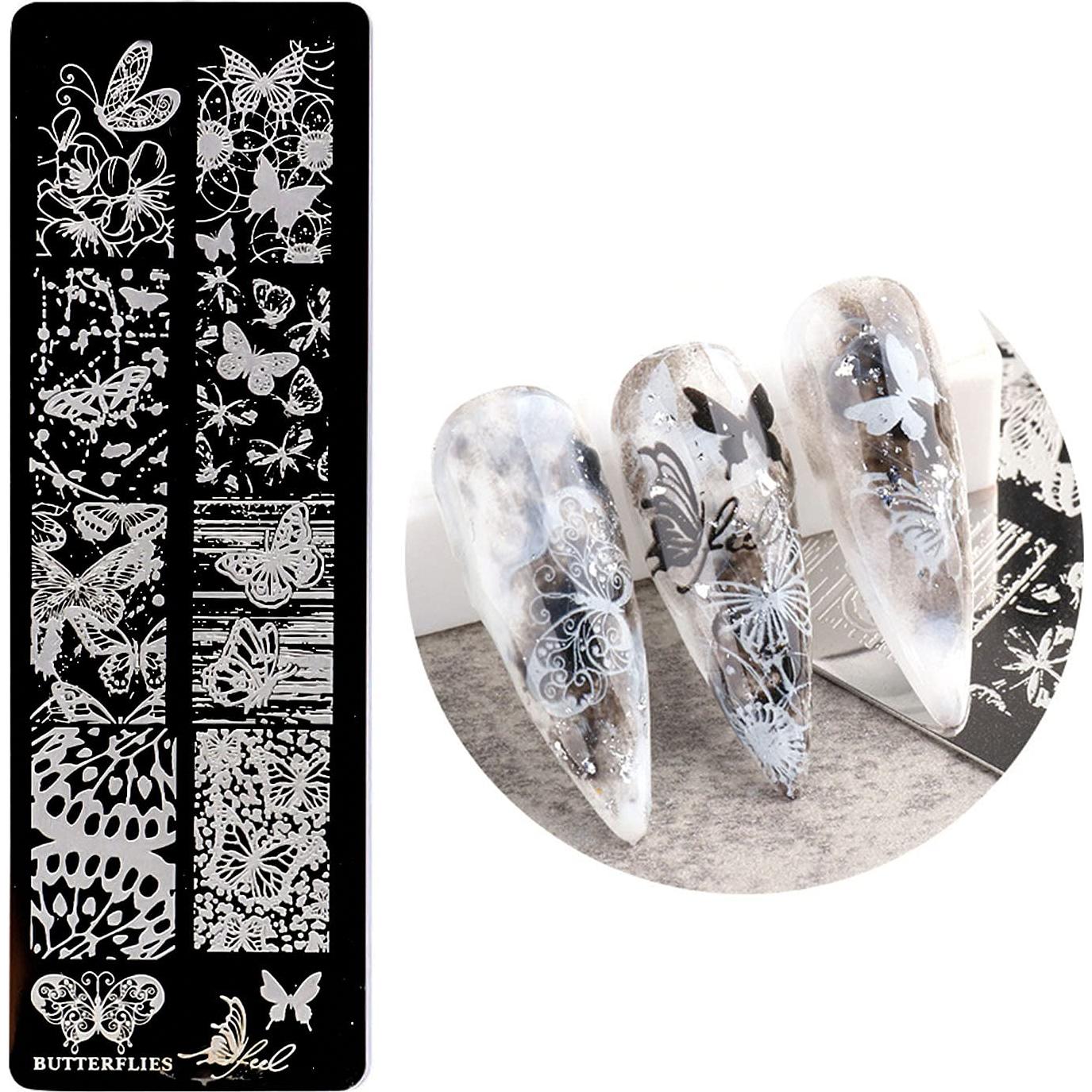 Placa de Estampado de Uñas DANNEASY 6 Piezas Mariposa